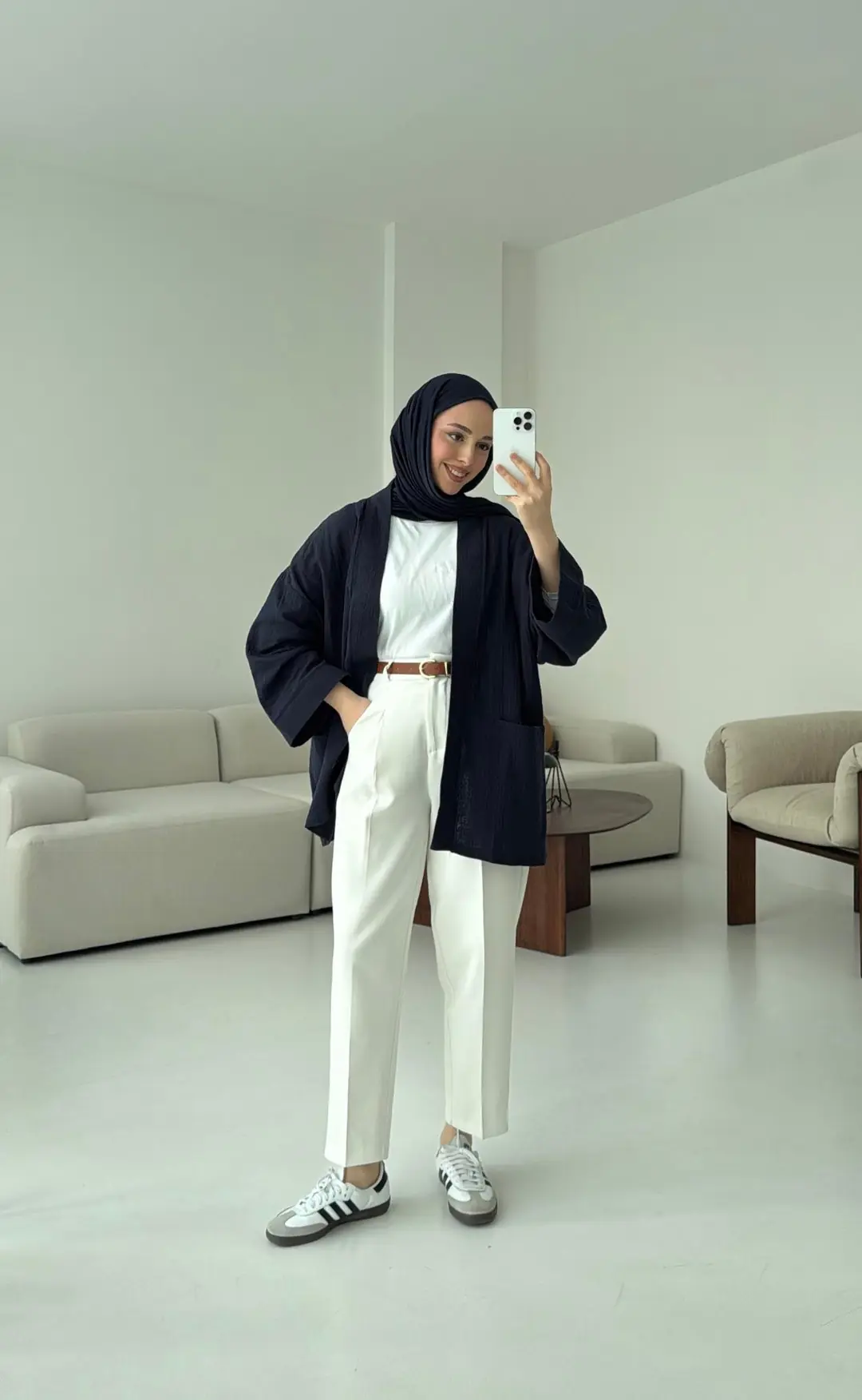 Müslin Kimono Lacivert - Görsel 2