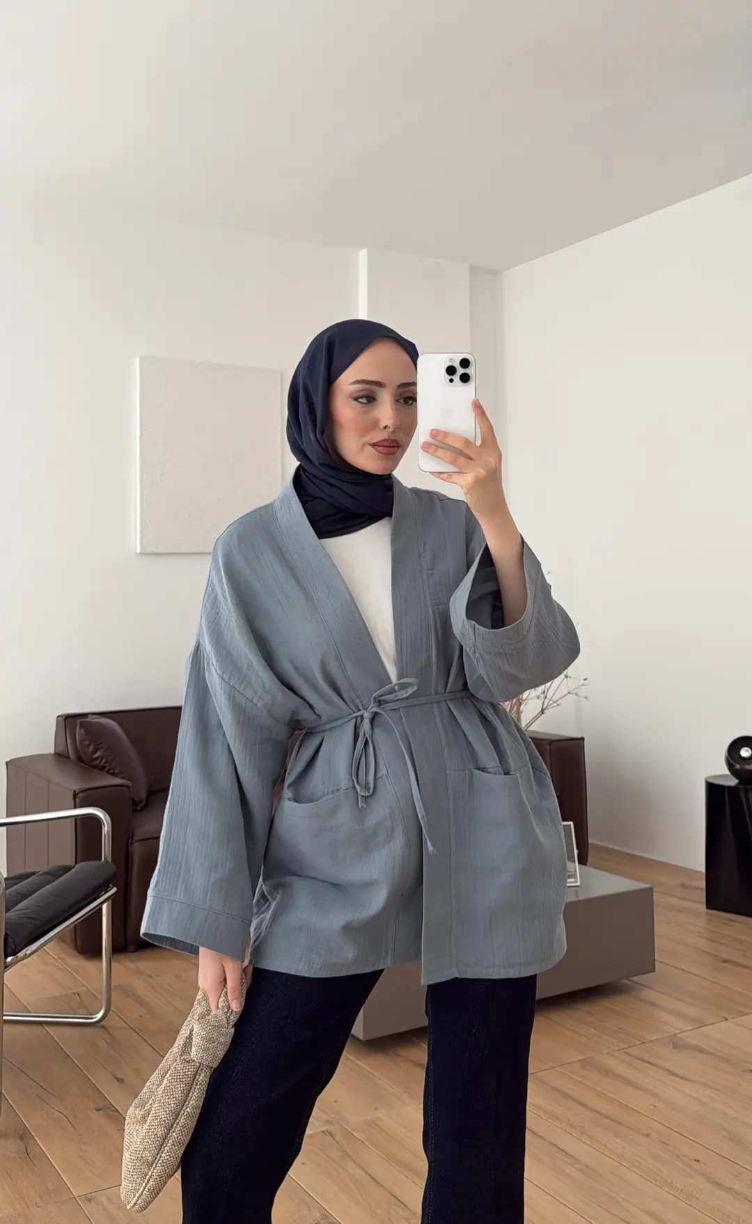 Müslin Kimono Mavi - Görsel 4