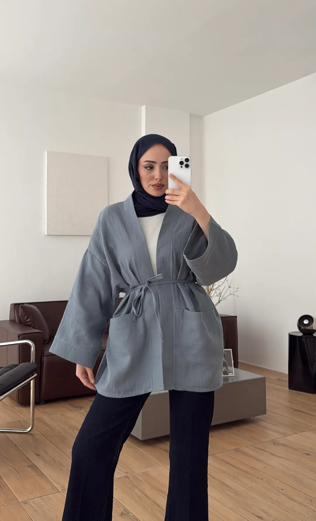 Müslin Kimono Mavi - Görsel 8