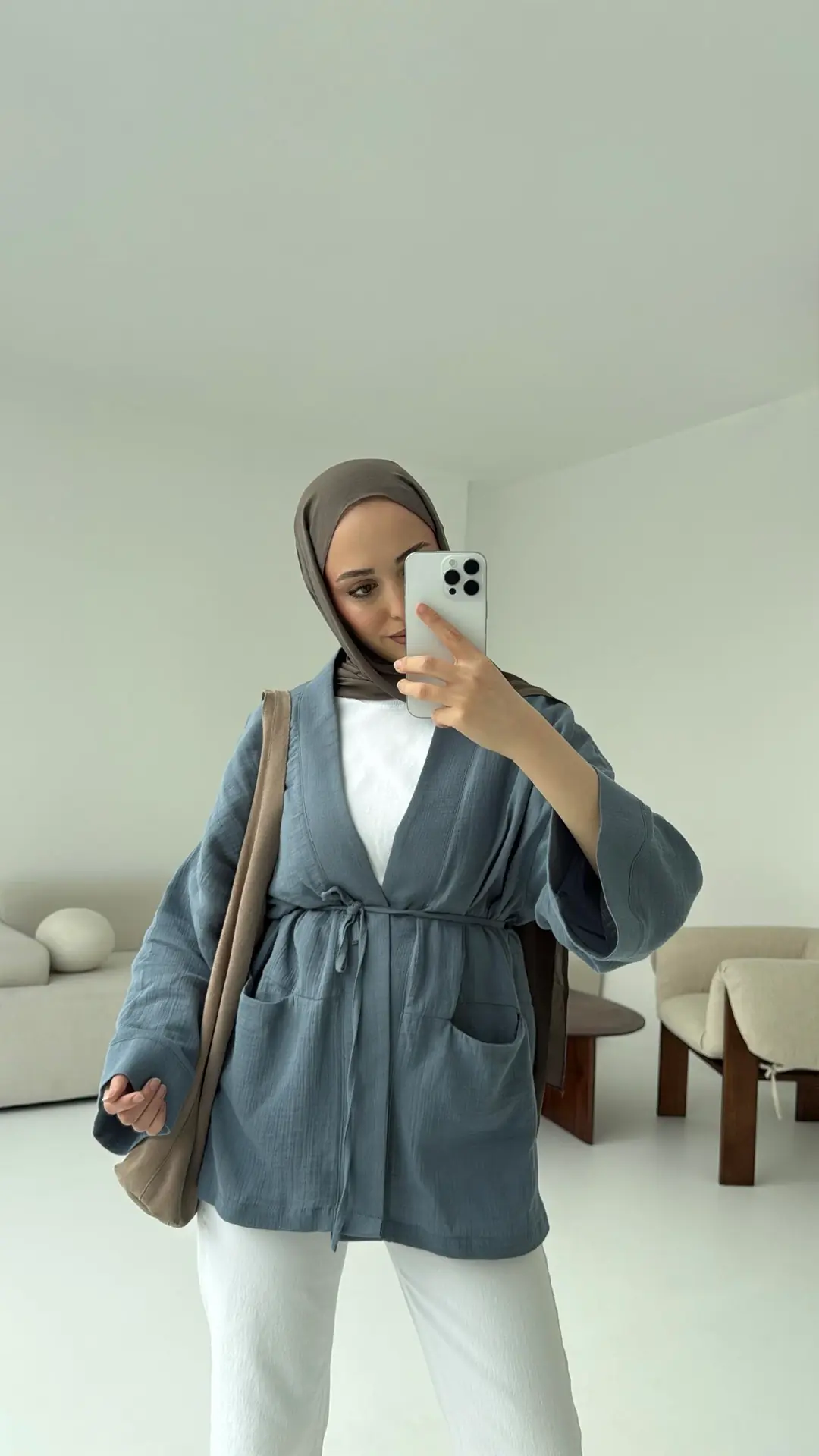 Müslin Kimono Mavi - Görsel 3