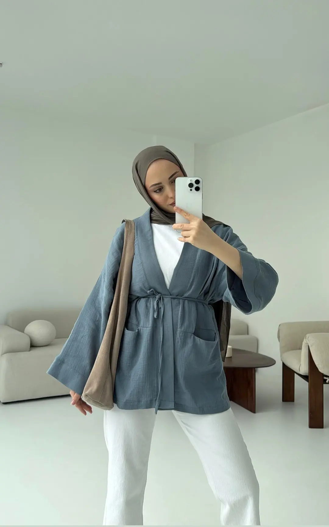 Müslin Kimono Mavi - Görsel 4