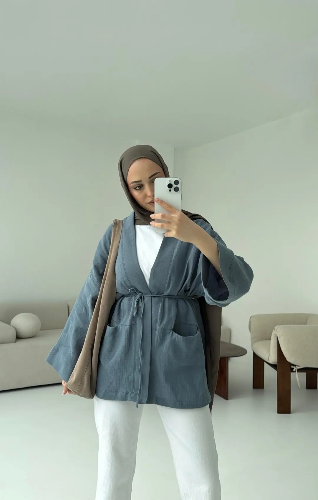 Müslin Kimono Mavi - Görsel 5