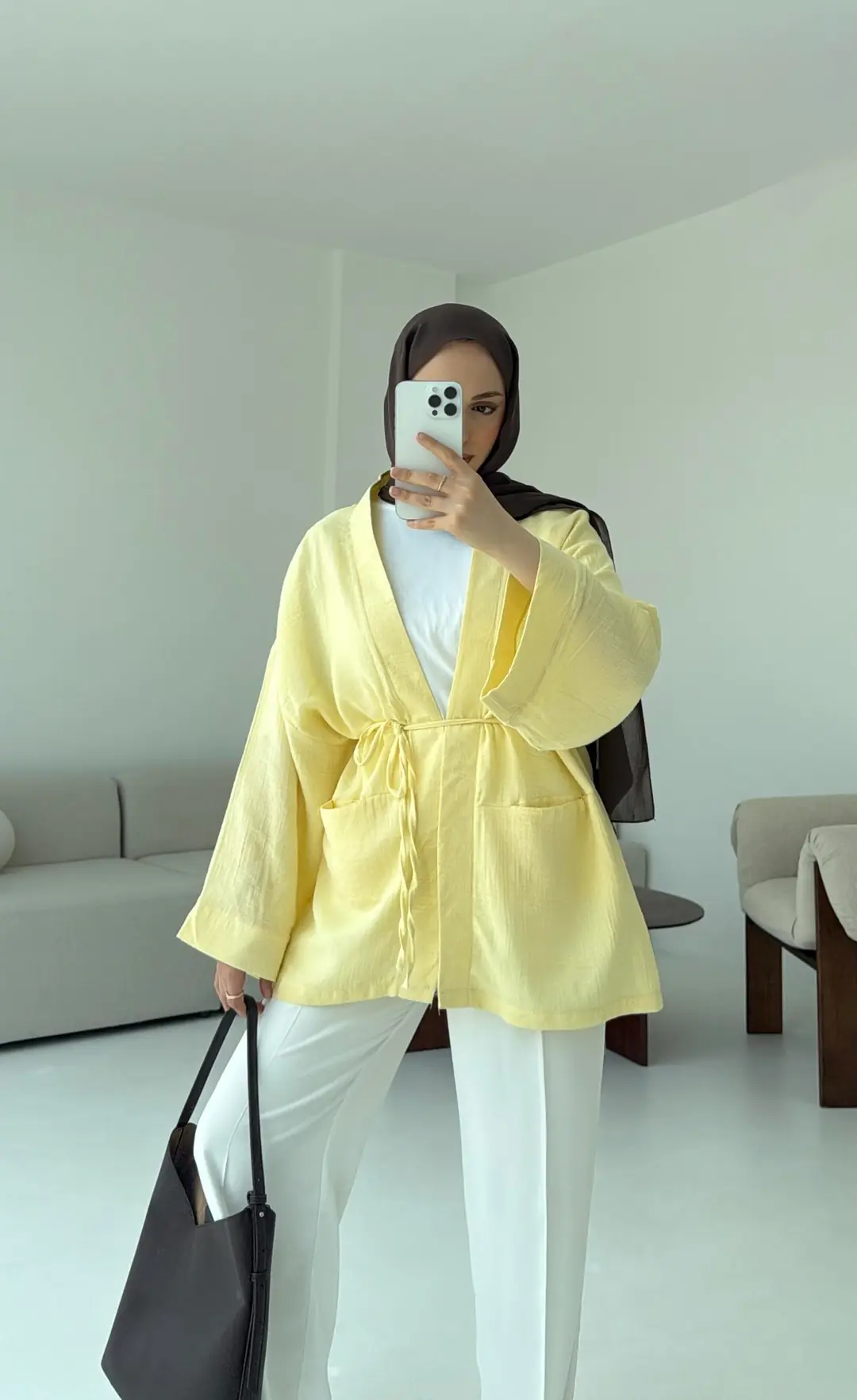 Müslin Kimono Sarı - Görsel 3