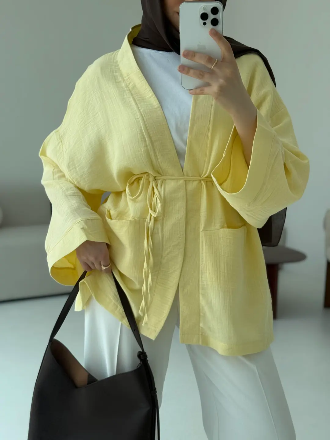 Müslin Kimono Sarı - Görsel 4