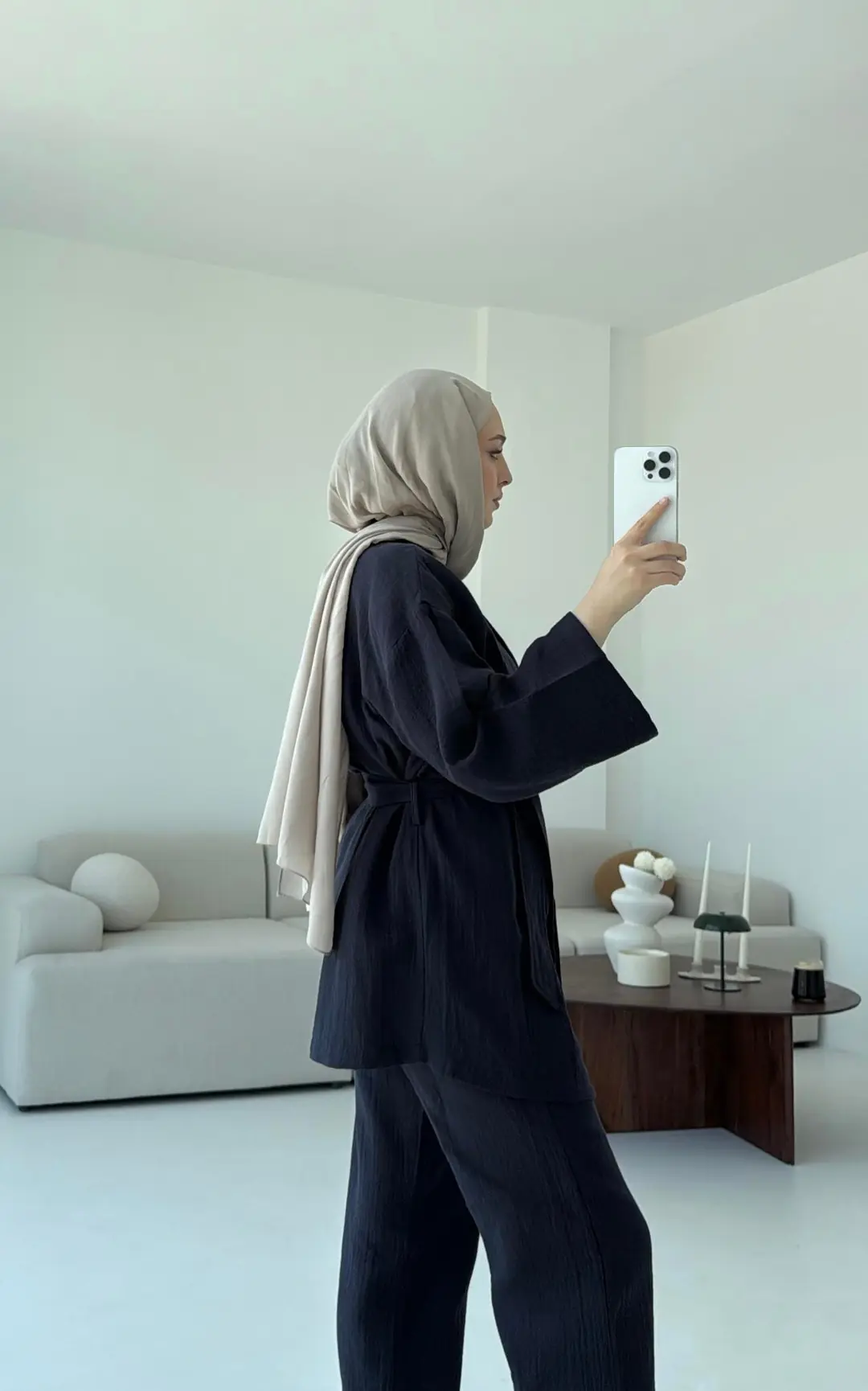 Müslin Kimonolu Takım Lacivert - Görsel 2