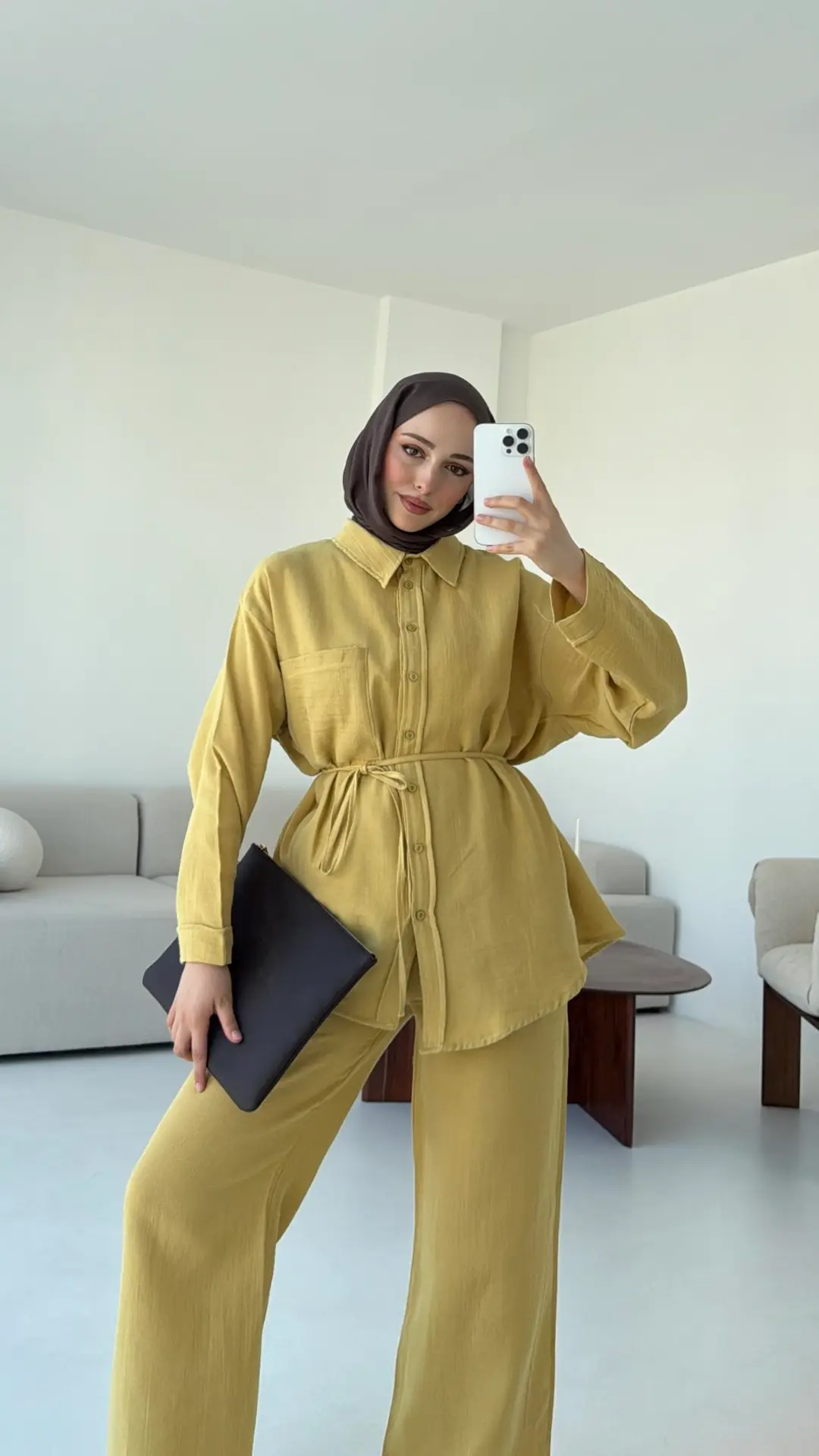 Müslin Pantolon TakımYağ Yeşili - Görsel 5