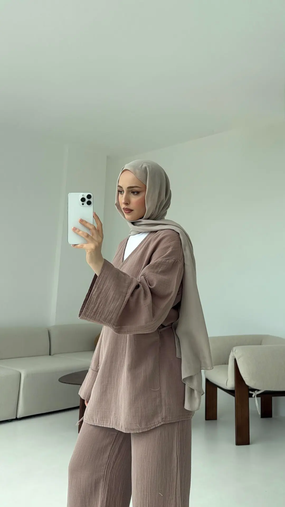 Müslin Yandan Baglamalı Takım Gül Kurusu - Görsel 7