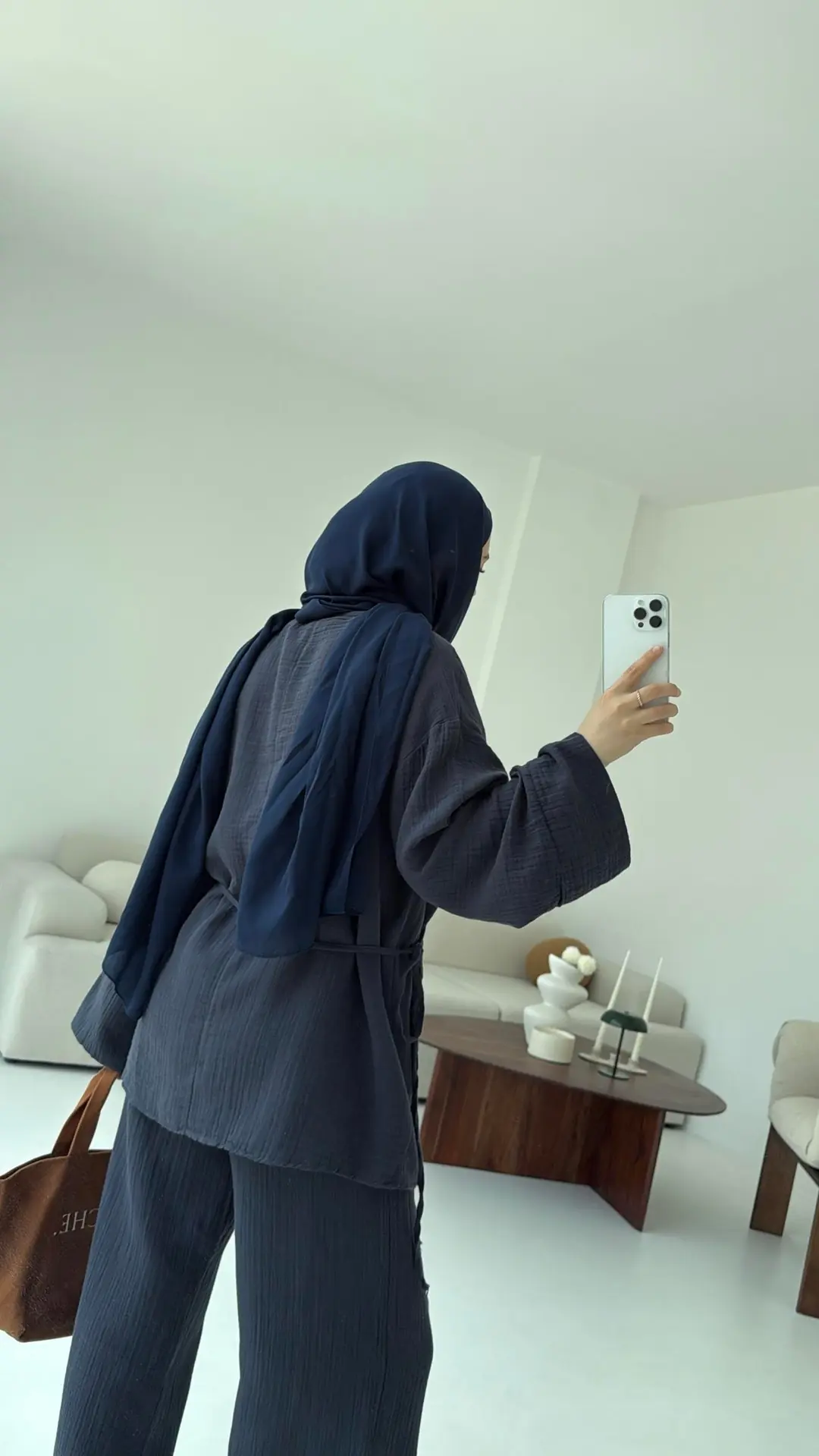 Müslin Yandan Baglamalı Takım Lacivert - Görsel 2