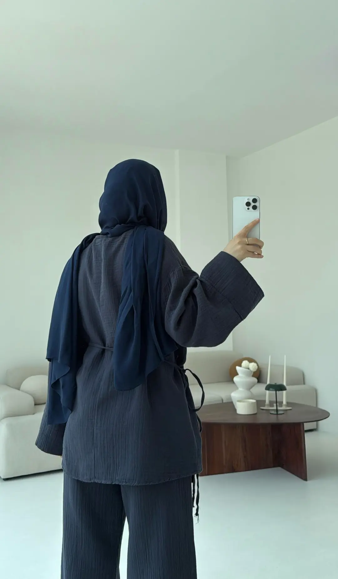 Müslin Yandan Baglamalı Takım Lacivert - Görsel 7