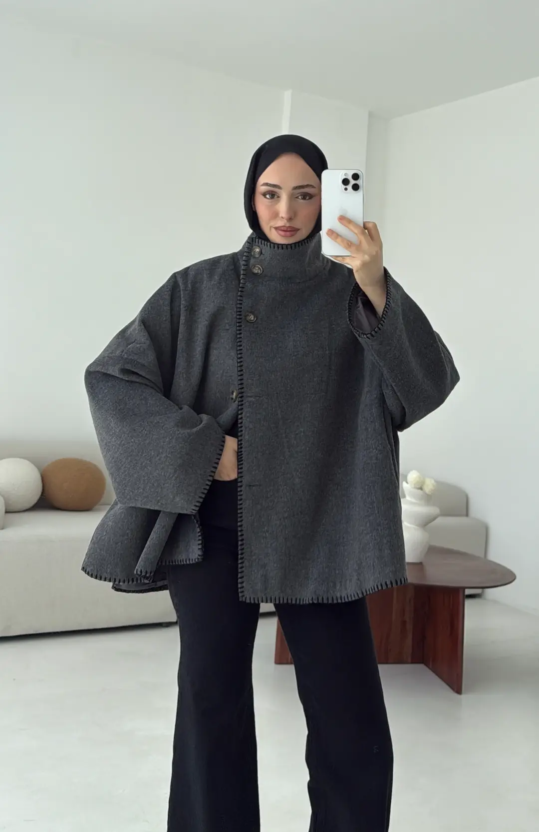 Nakış Detay Premium Kaban Antrasit - Görsel 5