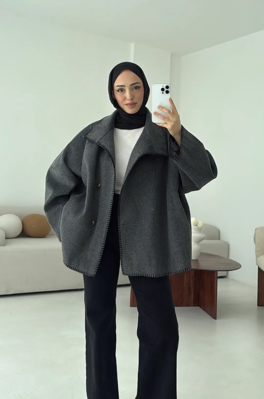 Nakış Detay Premium Kaban Antrasit - Görsel 6