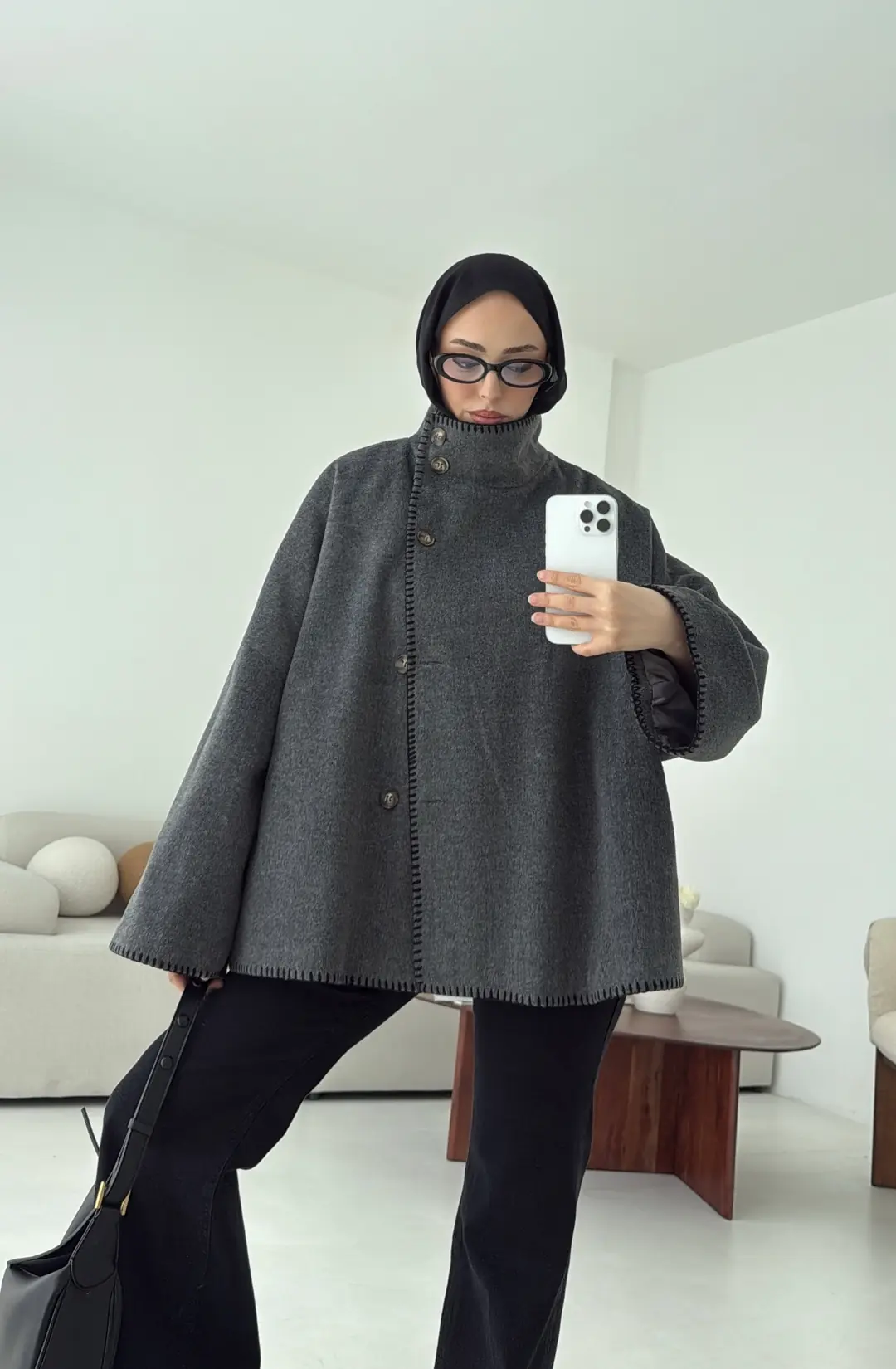 Nakış Detay Premium Kaban Antrasit - Görsel 8