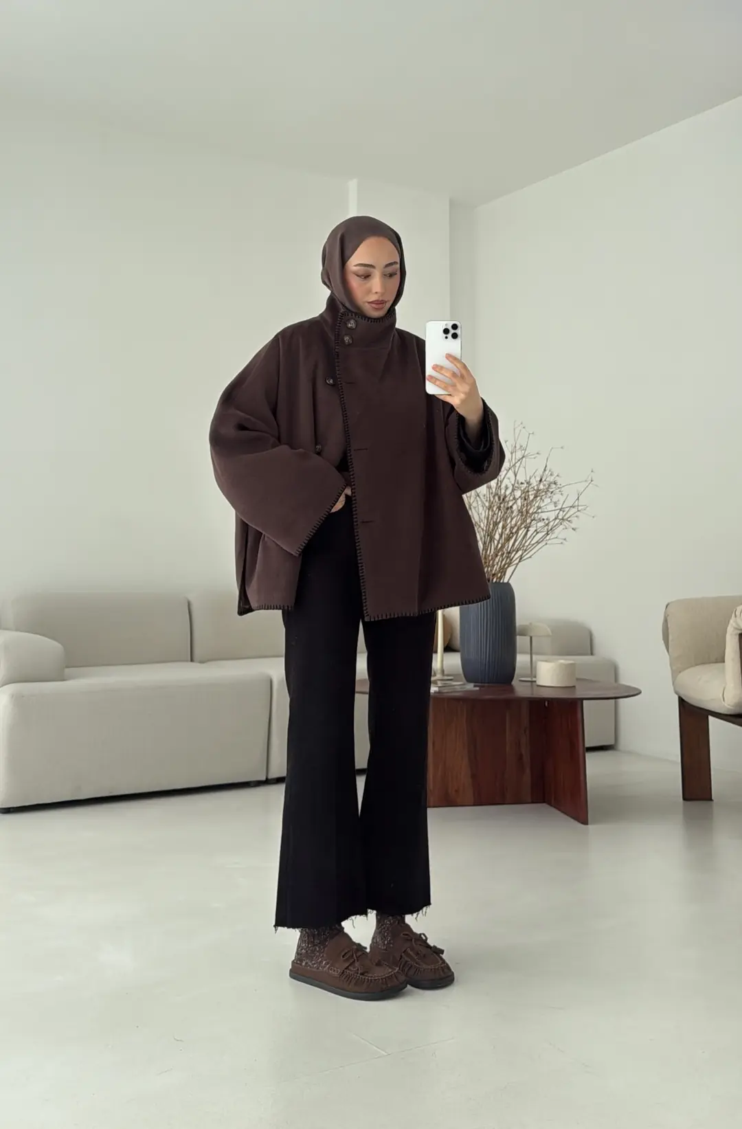 Nakış Detay Premium Kaban Kahve - Görsel 10