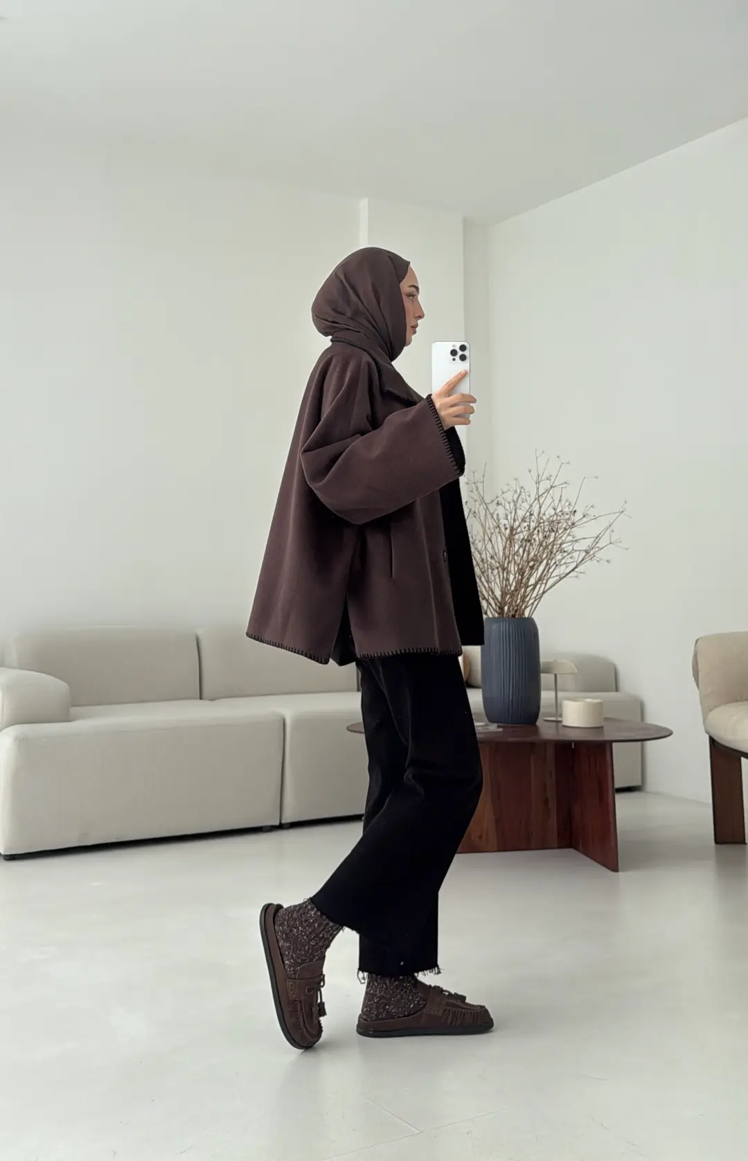 Nakış Detay Premium Kaban Kahve - Görsel 3