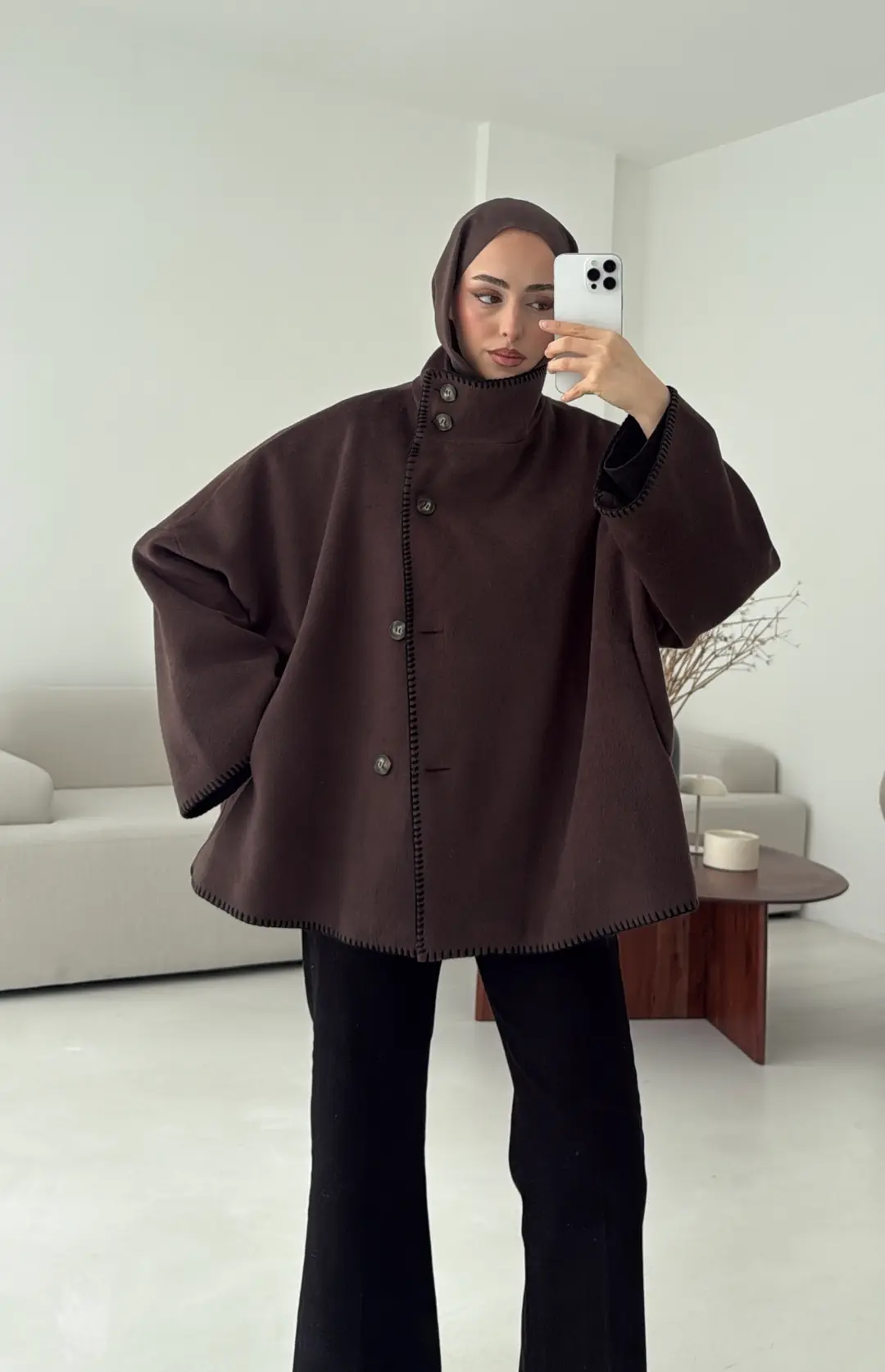 Nakış Detay Premium Kaban Kahve - Görsel 5