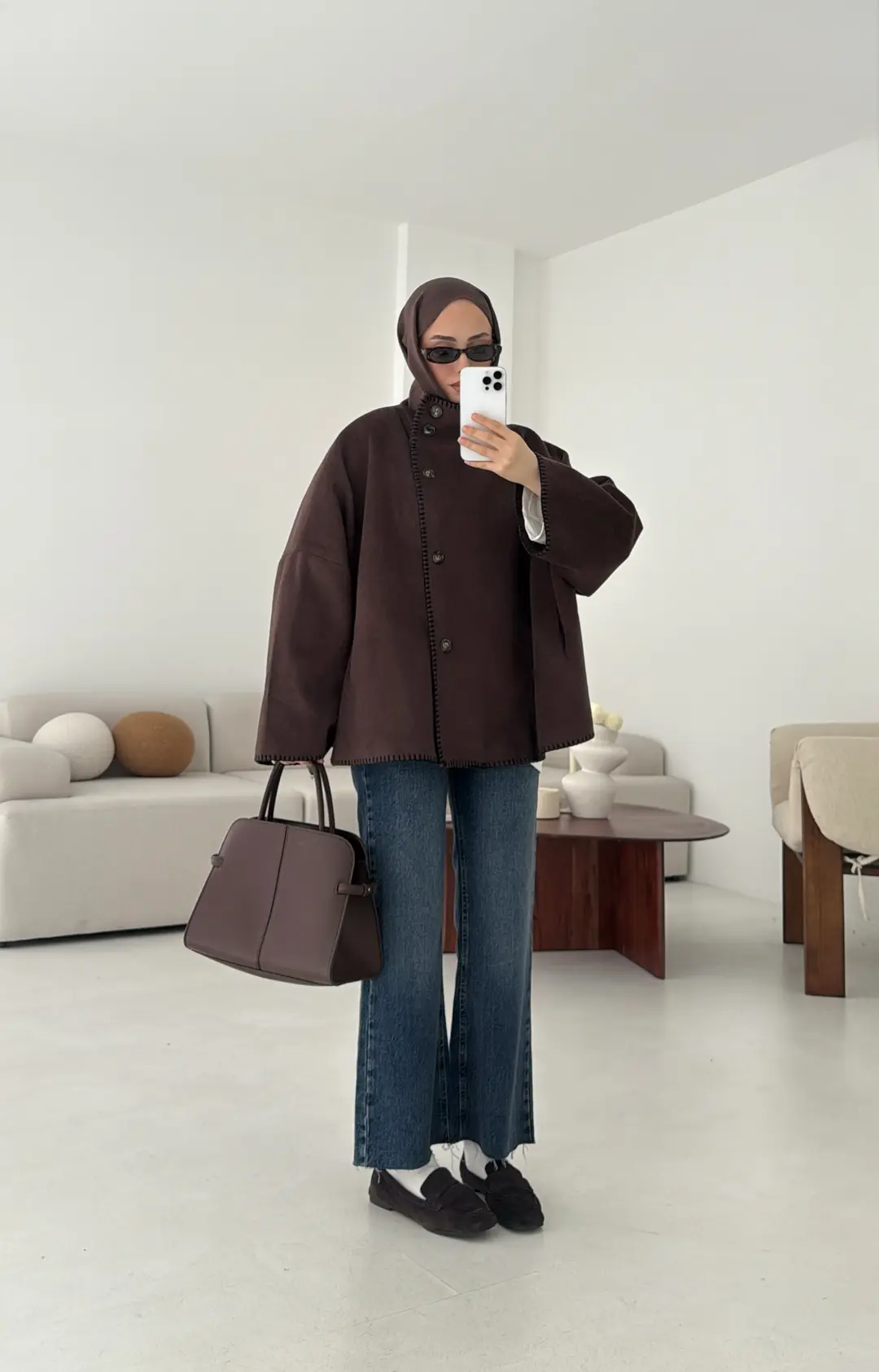 Nakış Detay Premium Kaban Kahve - Görsel 3