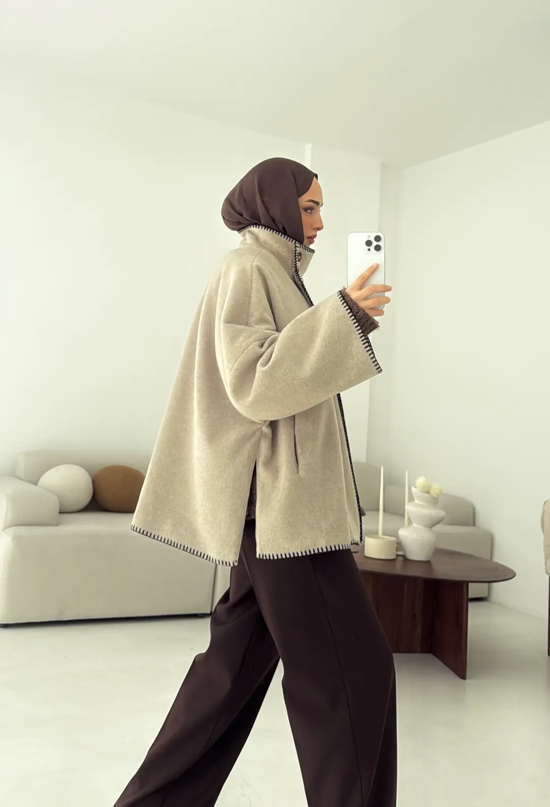 Nakış Detay Premium Kaban Vizon - Görsel 3