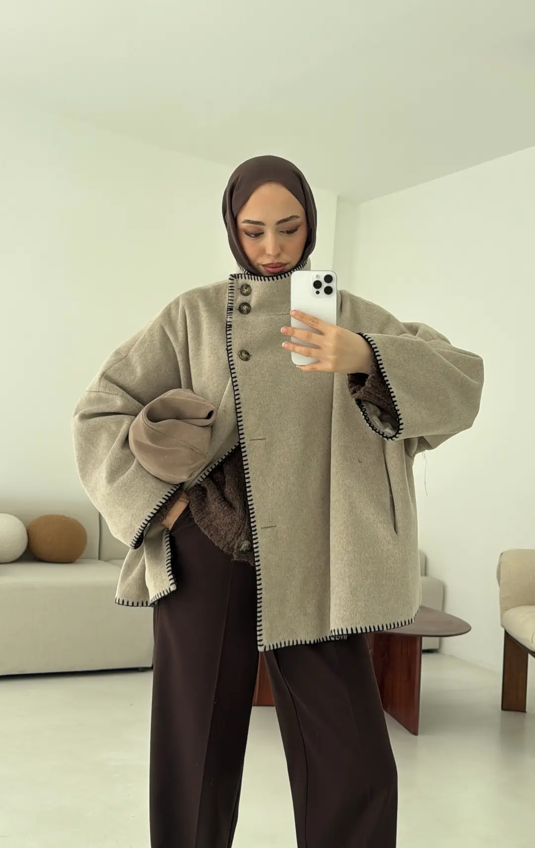 Nakış Detay Premium Kaban Vizon - Görsel 6