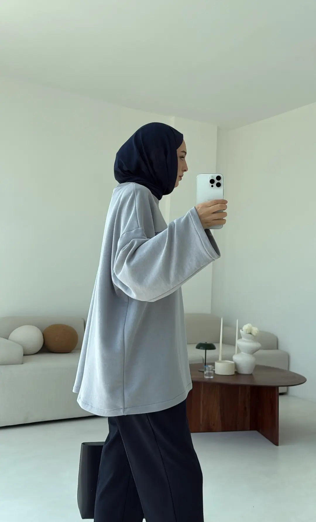 Nakışlı Oversize Sweatshirt Gri - Görsel 10