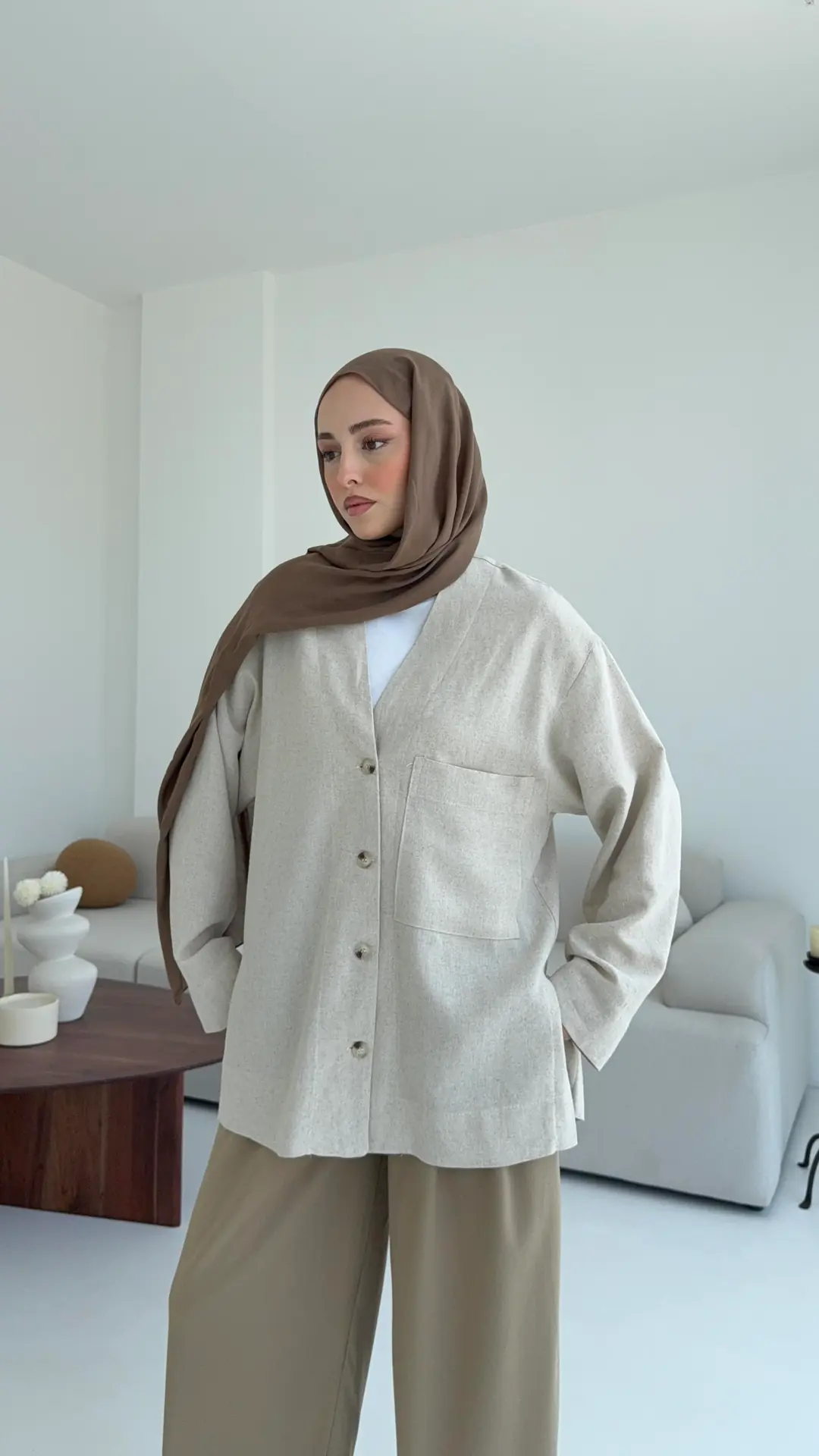 Natural Tek Cep Gömlek - Görsel 5