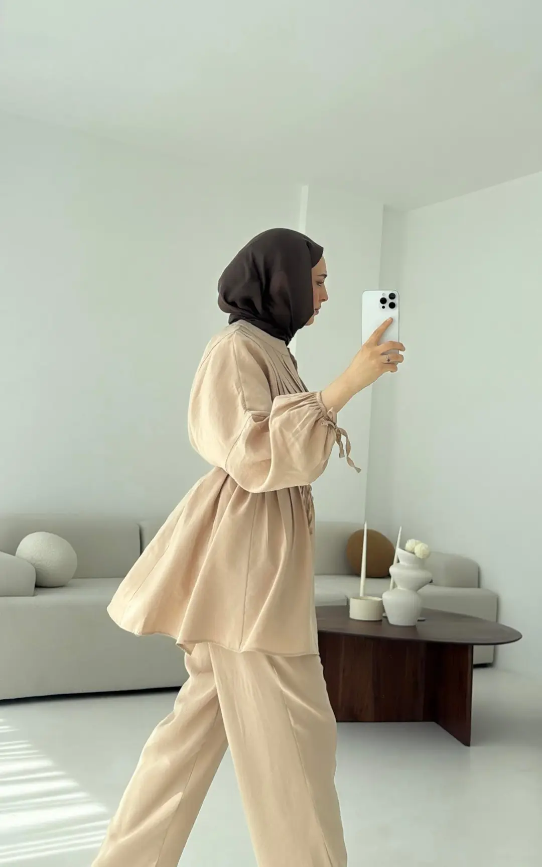 Nervüllü Takım Bej - Görsel 4