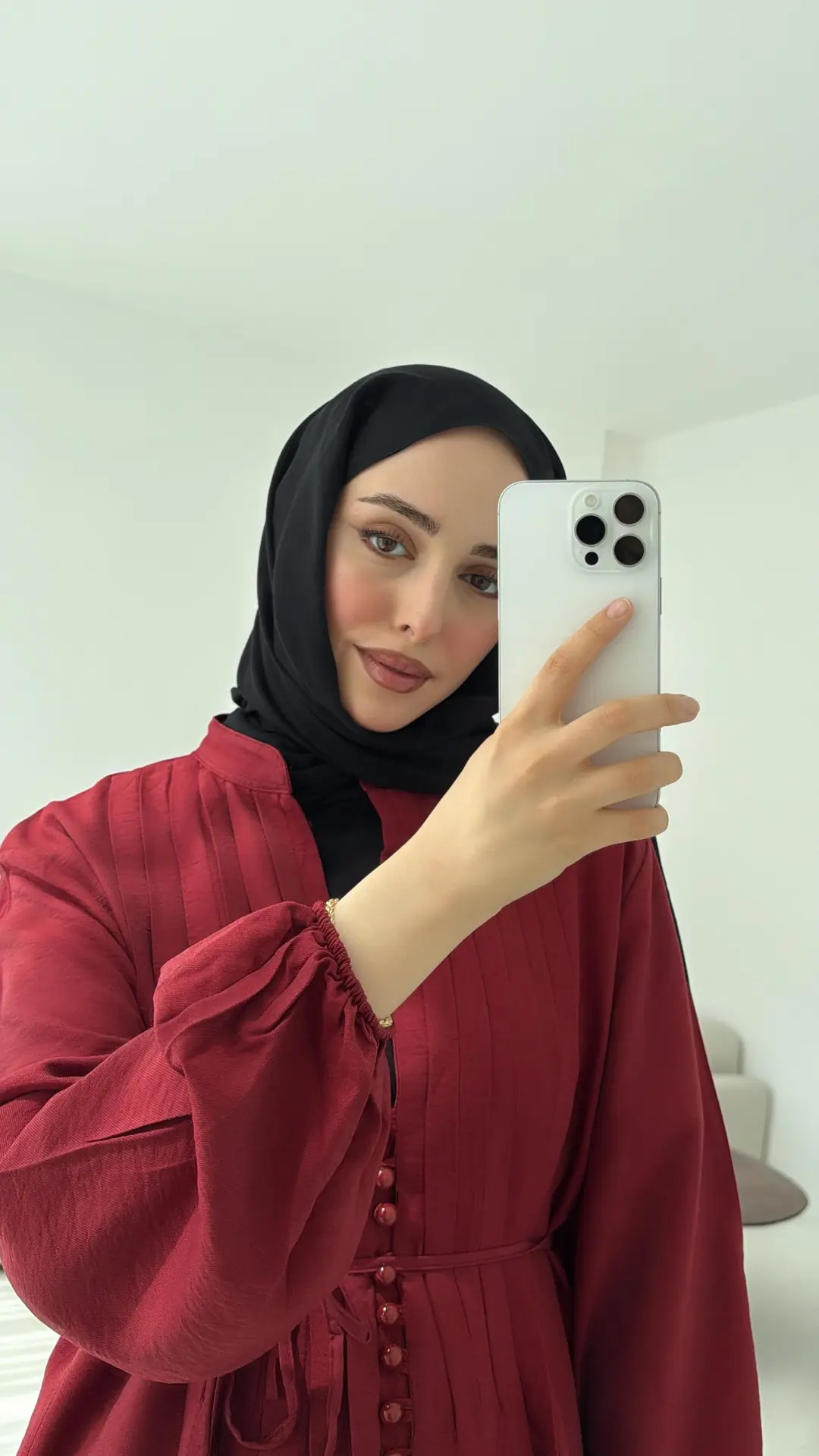 Nervürlü Gömlek Bordo - Görsel 2