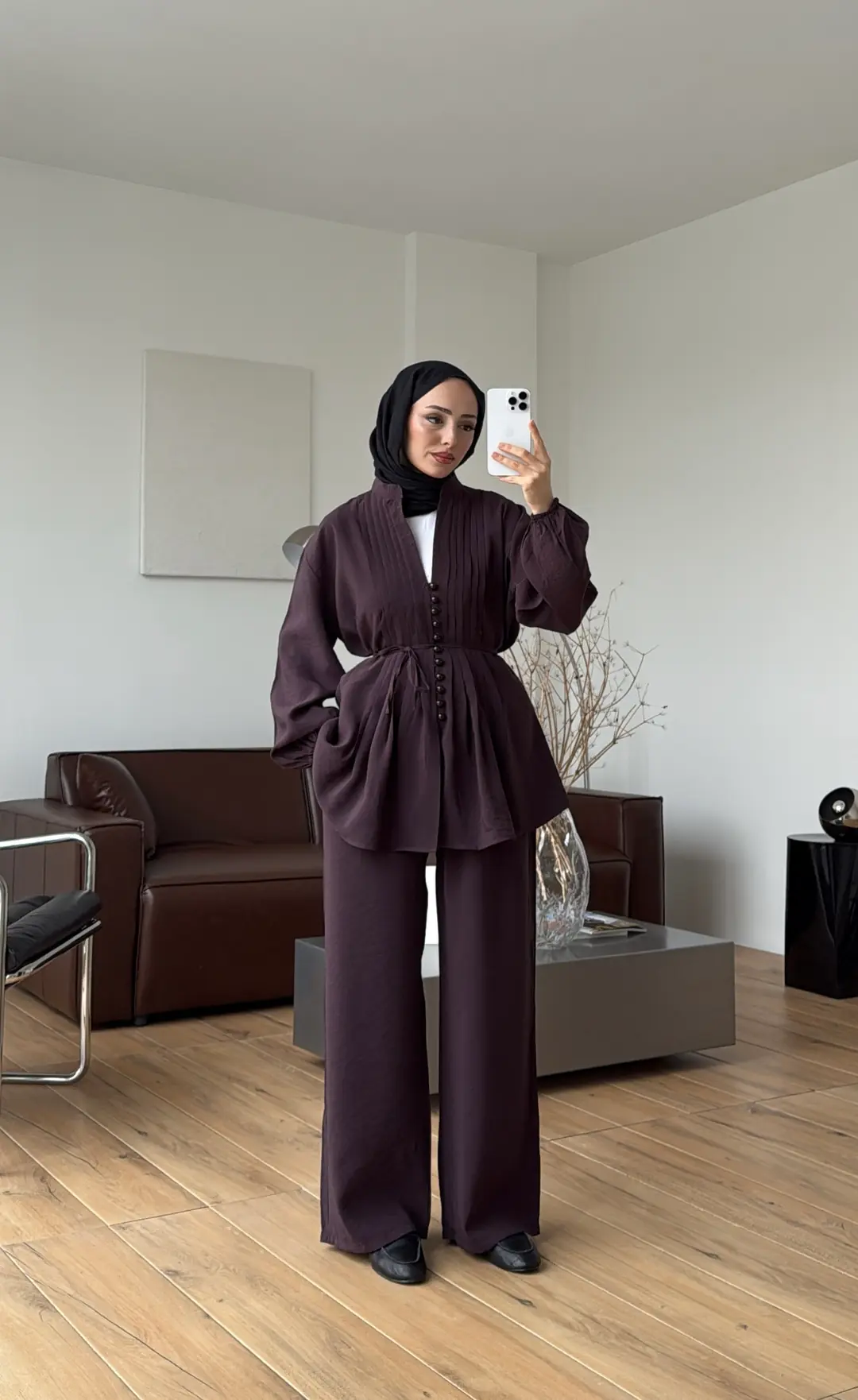 Nervürlü Takım Mürdüm - Görsel 4