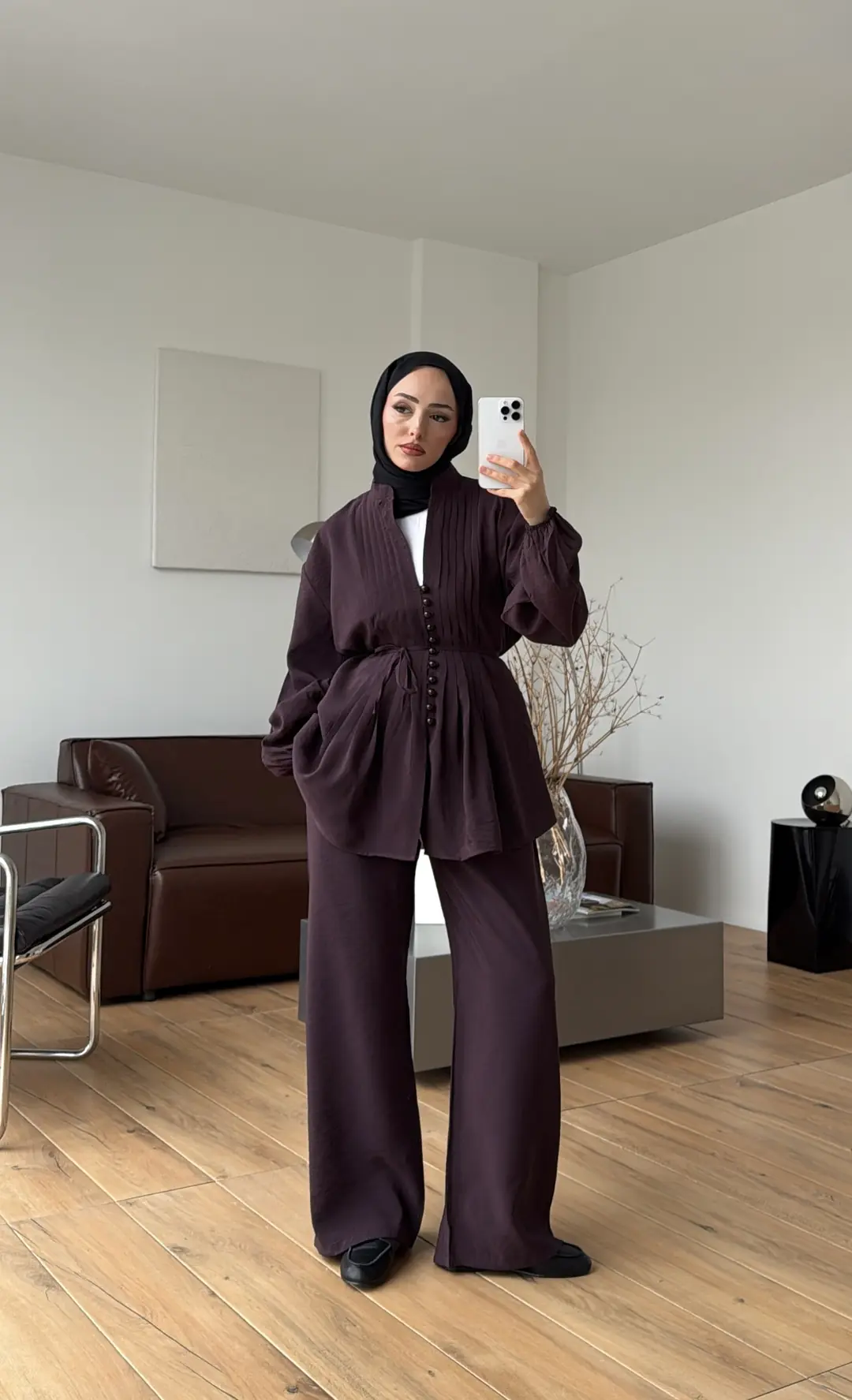 Nervürlü Takım Mürdüm - Görsel 5