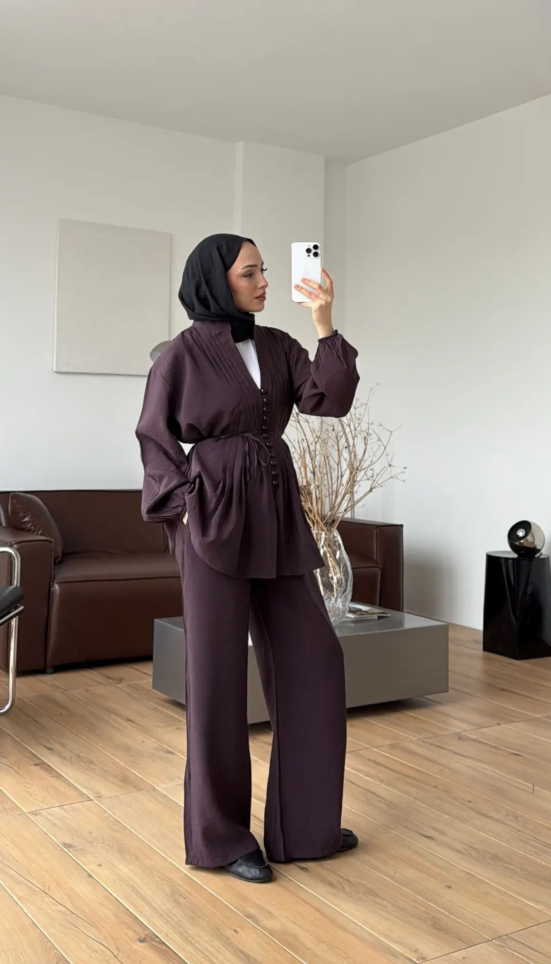 Nervürlü Takım Mürdüm - Görsel 6