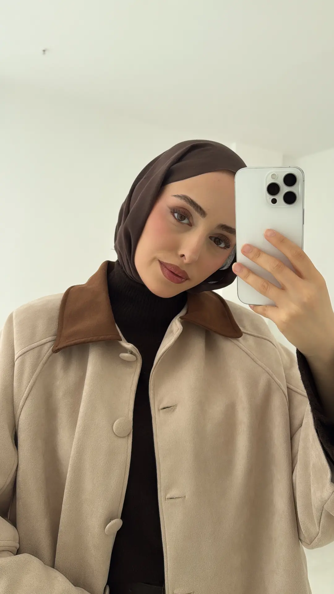 Nubuk Kontrast Yaka Ceket Bej - Görsel 8