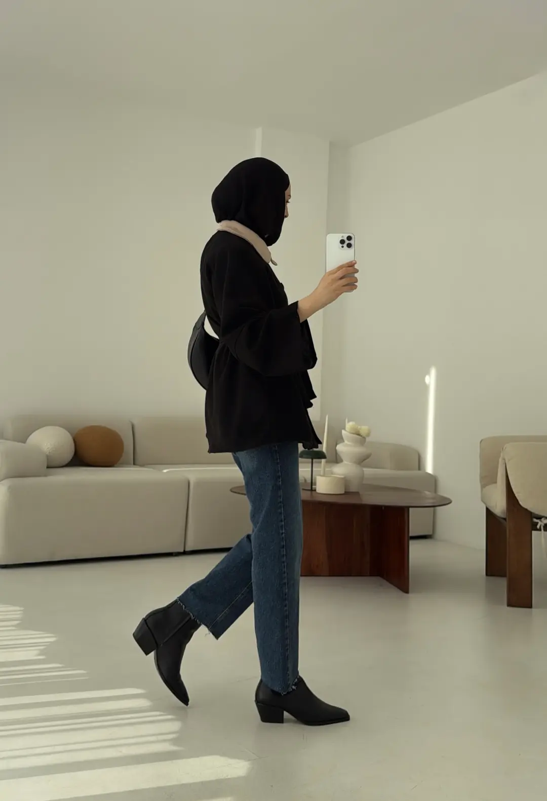 Nubuk Kontrast Yaka Ceket Siyah - Görsel 4