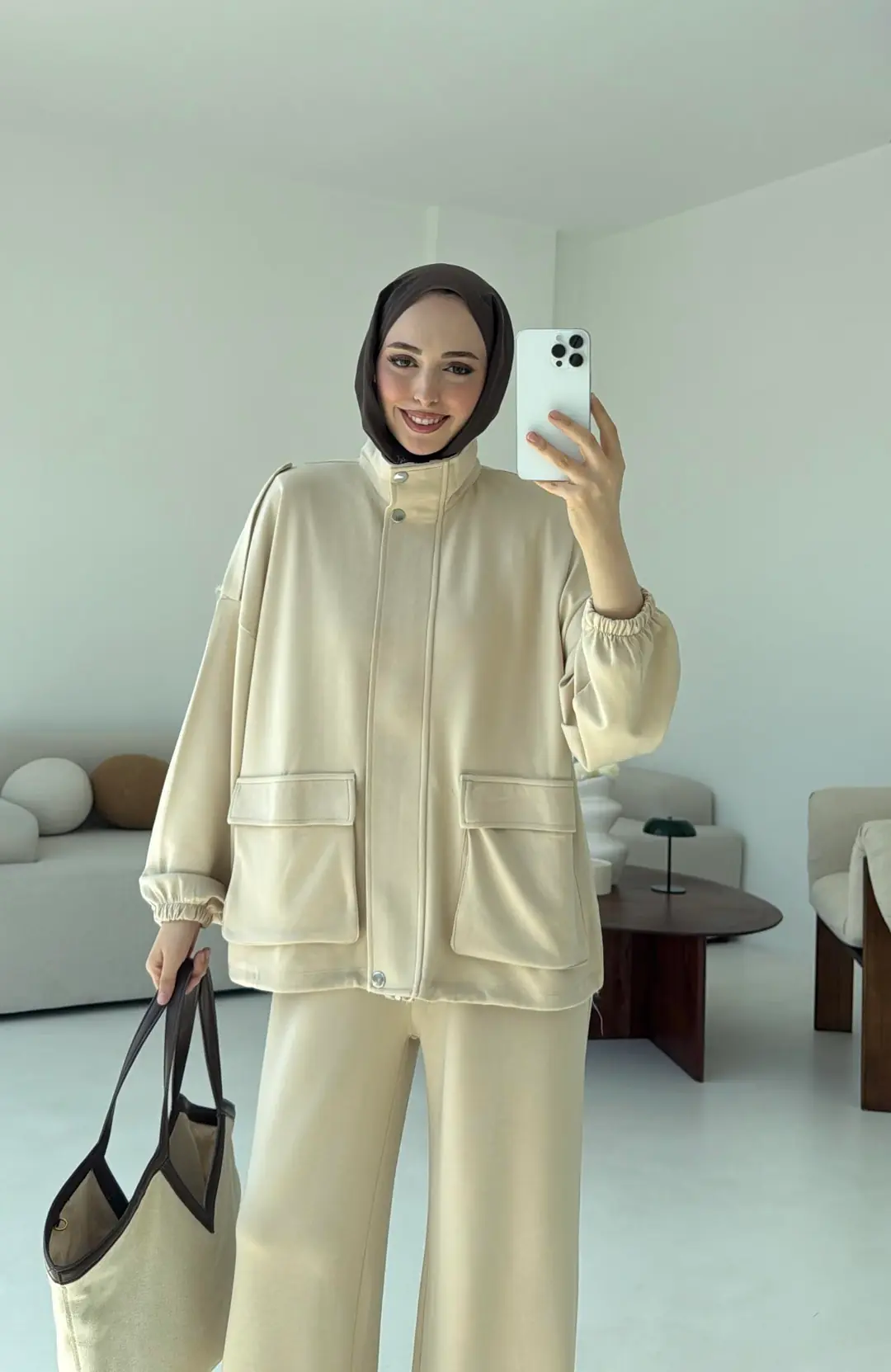 Omuz Apoletli Takım Bej - Görsel 3