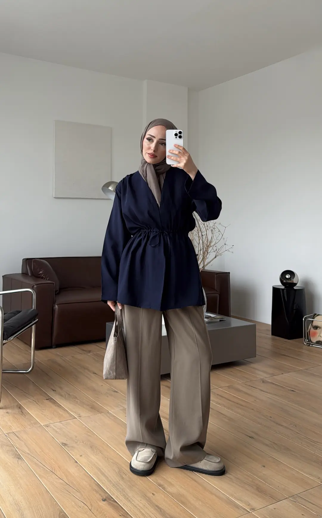 Omzu Pile Detay Kimono/Ceket Lacivert