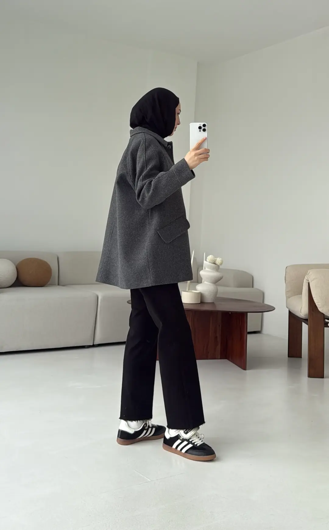 Ön Düğmeli Kaban Antrasit - Görsel 6