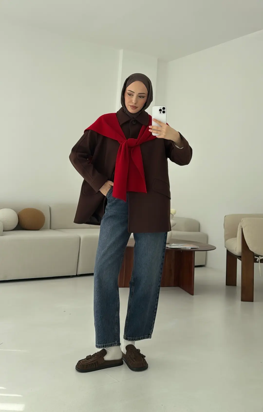 Ön Düğmeli Kaban Kahve - Görsel 9