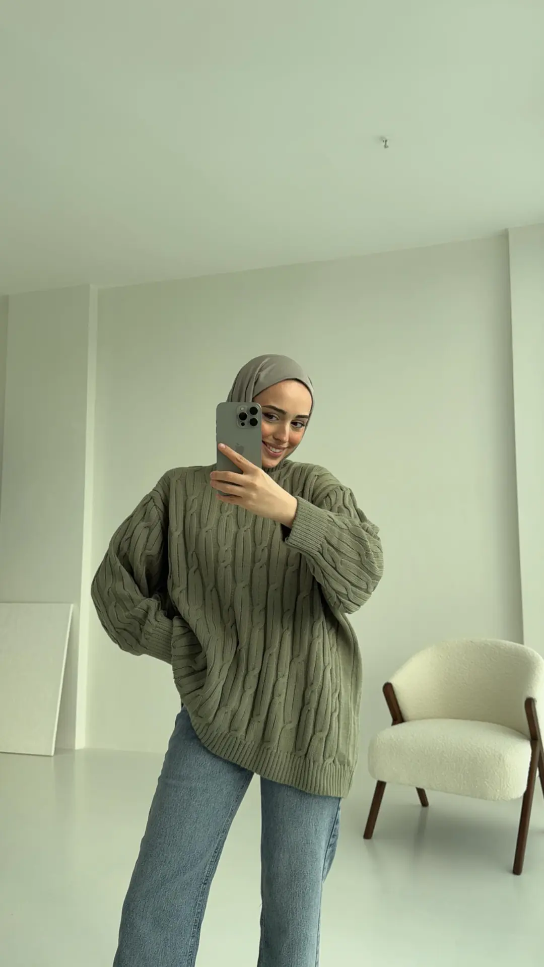 Örgü Detay Kazak Çağla - Görsel 3