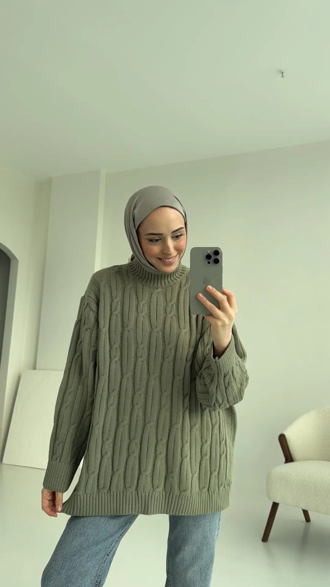 Örgü Detay Kazak Çağla - Görsel 4