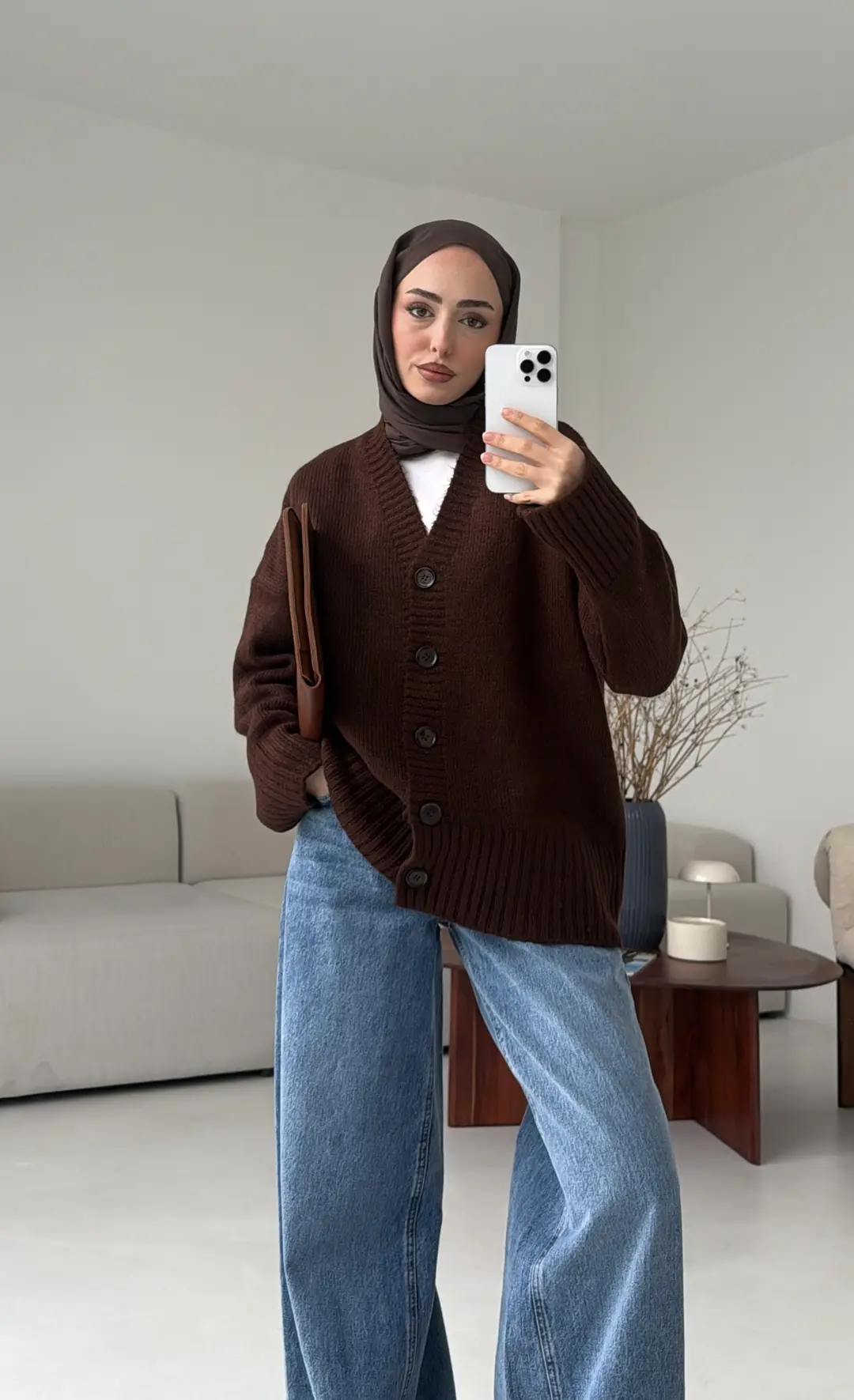 Örgü Hırka Kahve - Görsel 5