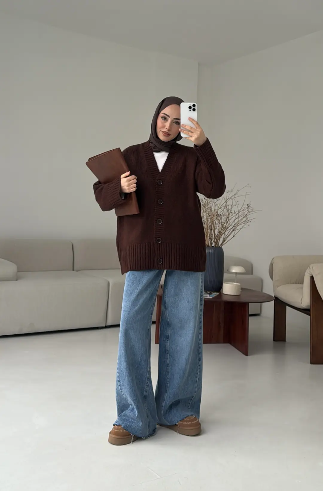 Örgü Hırka Kahve - Görsel 6