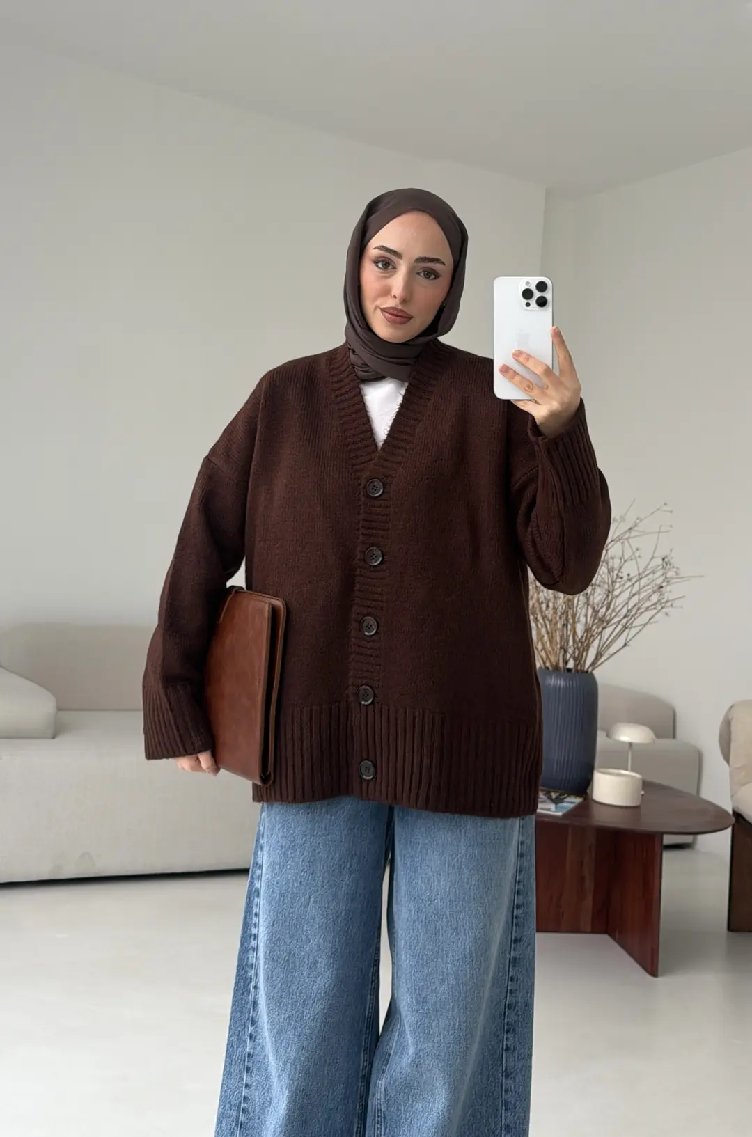 Örgü Hırka Kahve - Görsel 8