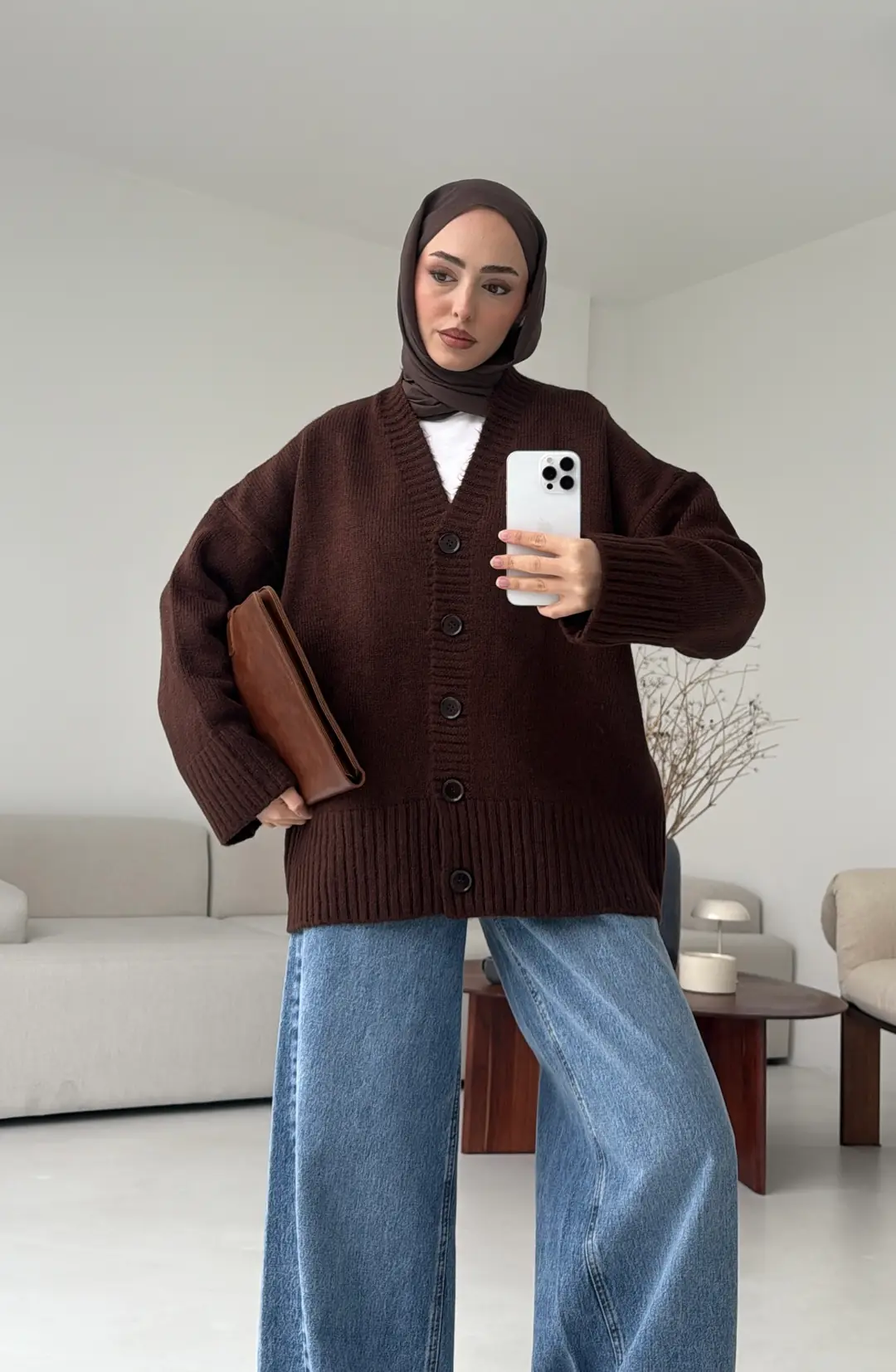 Örgü Hırka Kahve - Görsel 9