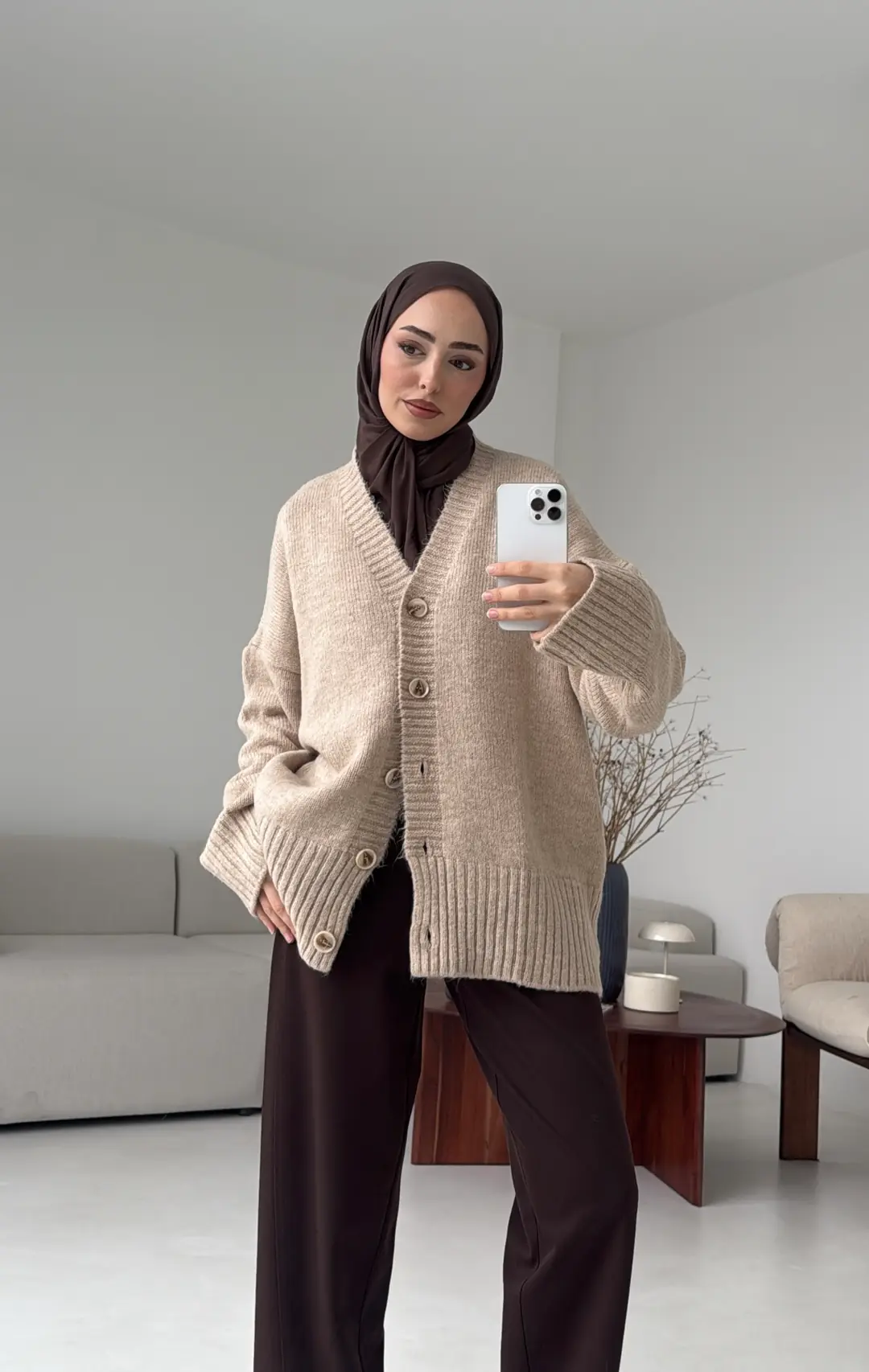 Örgü Hırka Vizon - Görsel 5