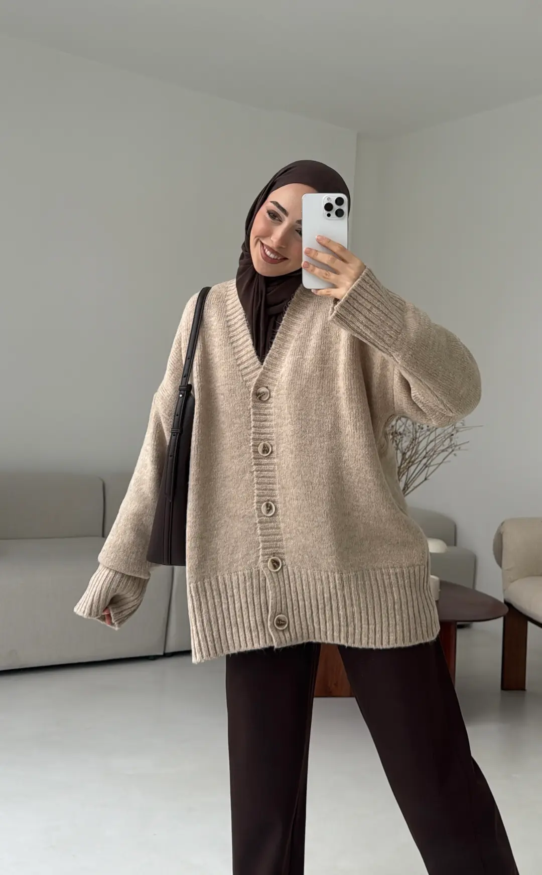 Örgü Hırka Vizon - Görsel 6