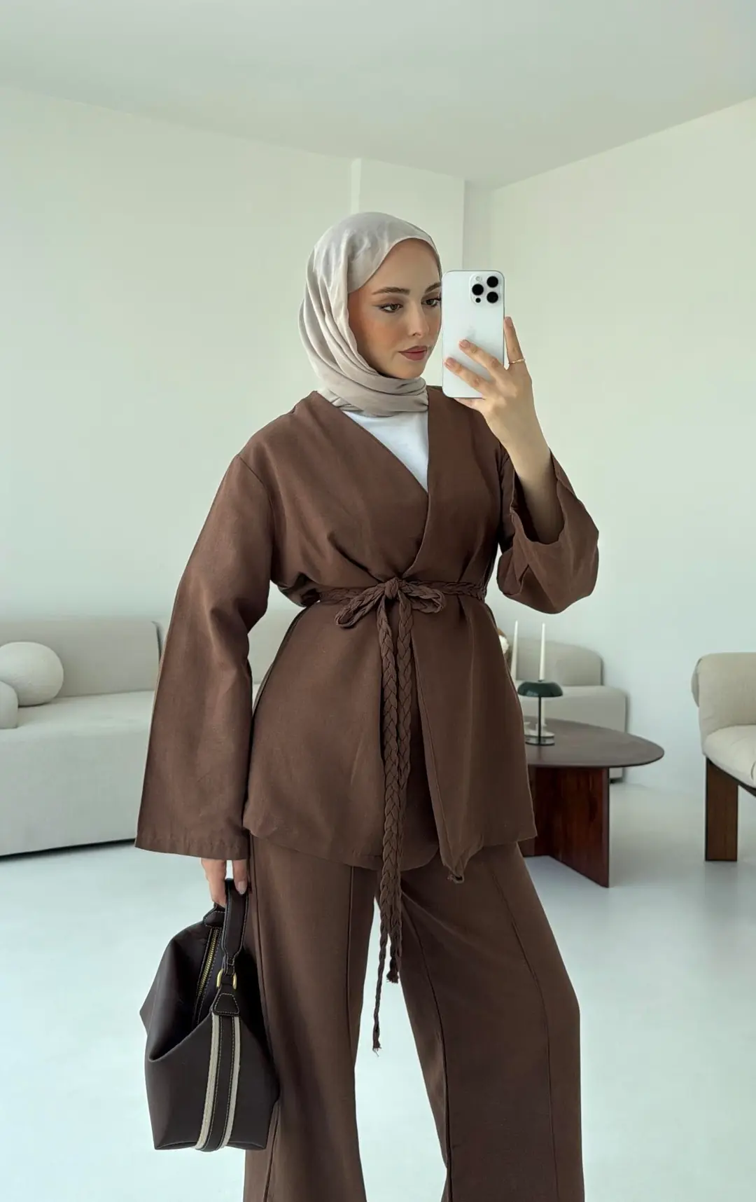 Örgü Kemer Takım Kahve - Görsel 4