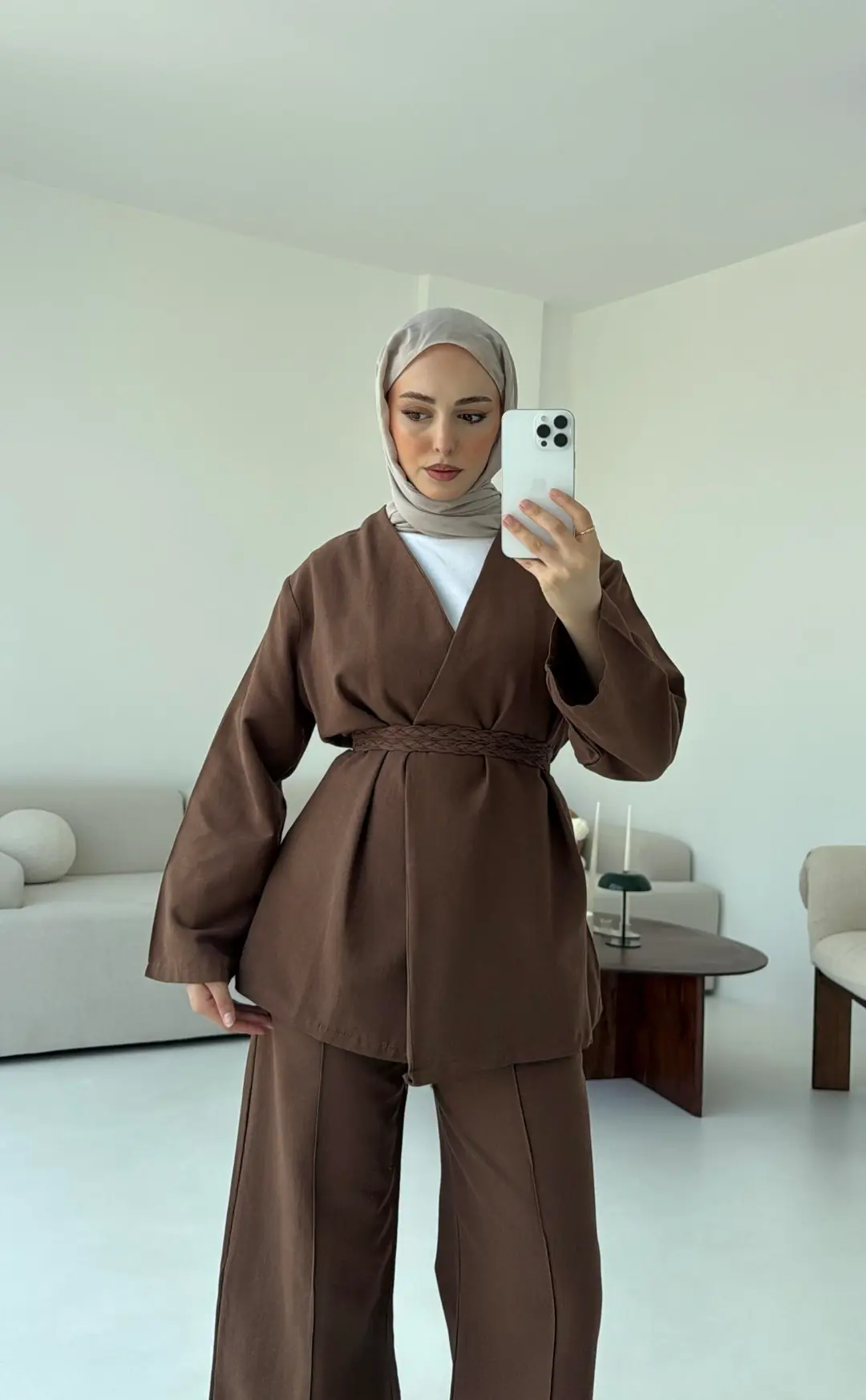 Örgü Kemer Takım Kahve - Görsel 6