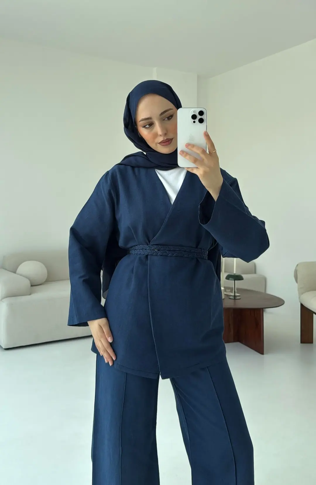 Örgü Kemer Takım Lacivert - Görsel 3