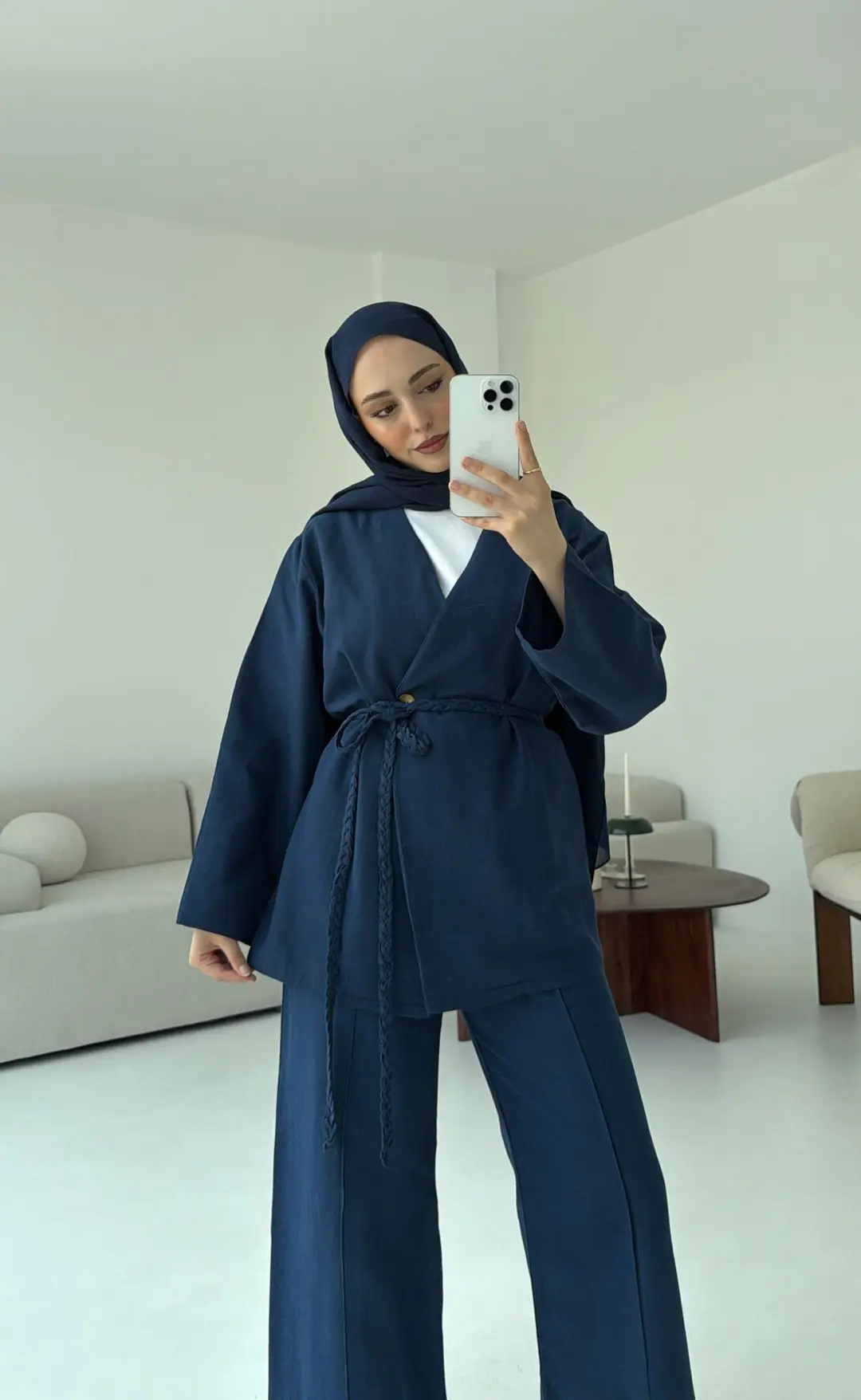 Örgü Kemer Takım Lacivert - Görsel 4