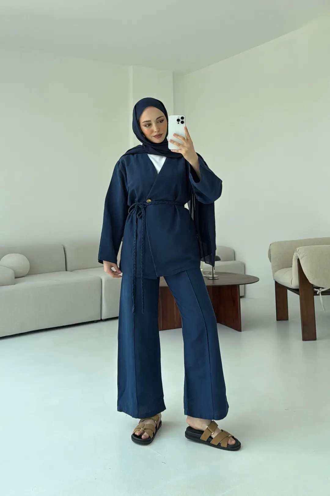 Örgü Kemer Takım Lacivert - Görsel 6