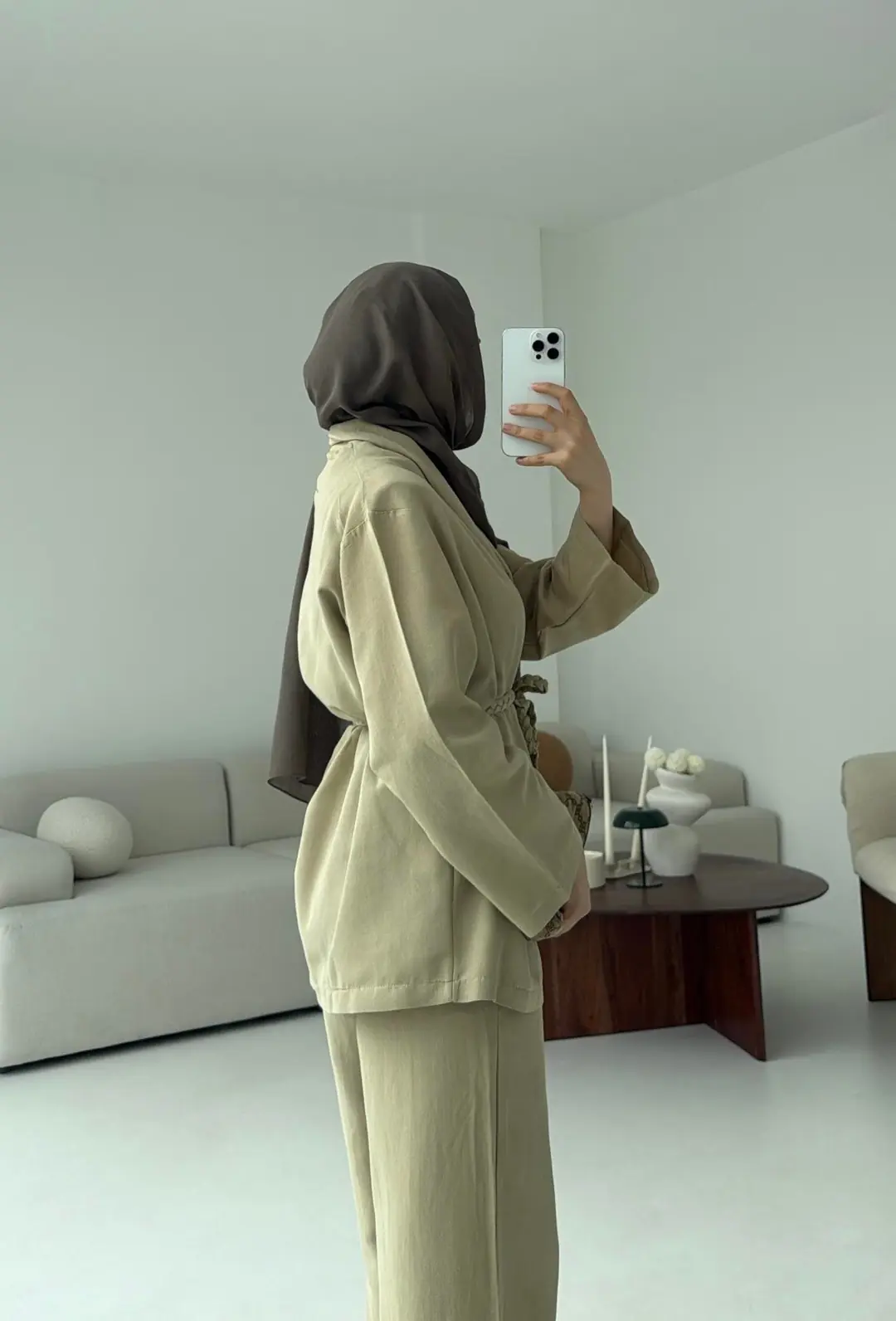 Örgü Kuşaklı Pantolon Takım Haki - Görsel 5