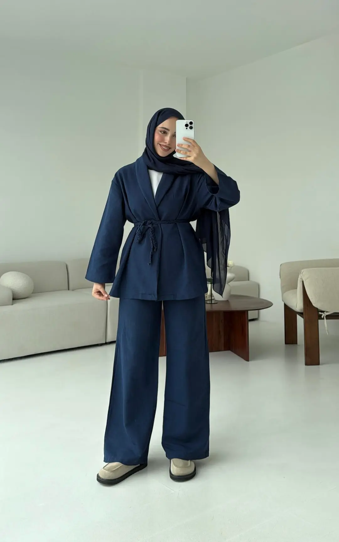 Örgü Kuşaklı Pantolon Takım Lacivert - Görsel 3